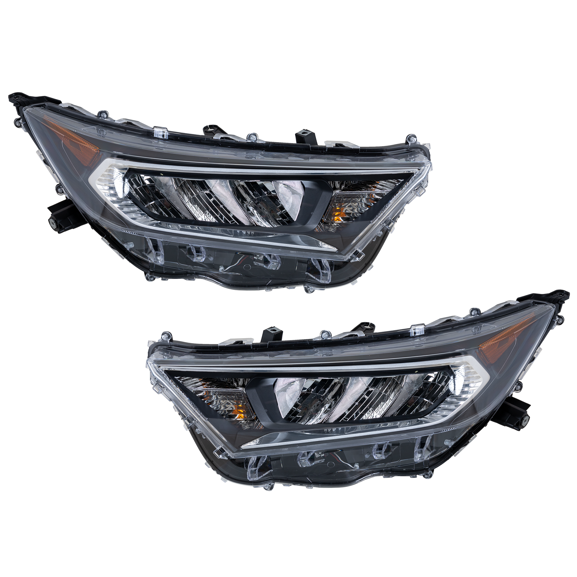 AM RAV4-19-21 HEAD LAMP RH AND LH Assembly LED Chrome Bezel North America Built Vehicle Adventure Limited Trail TRD Off Road XLE XLE Premium Models CAPA SKU SET RT10010073Q Partslink TO2503275C TO2502275C OEM 811100R140-811500R140