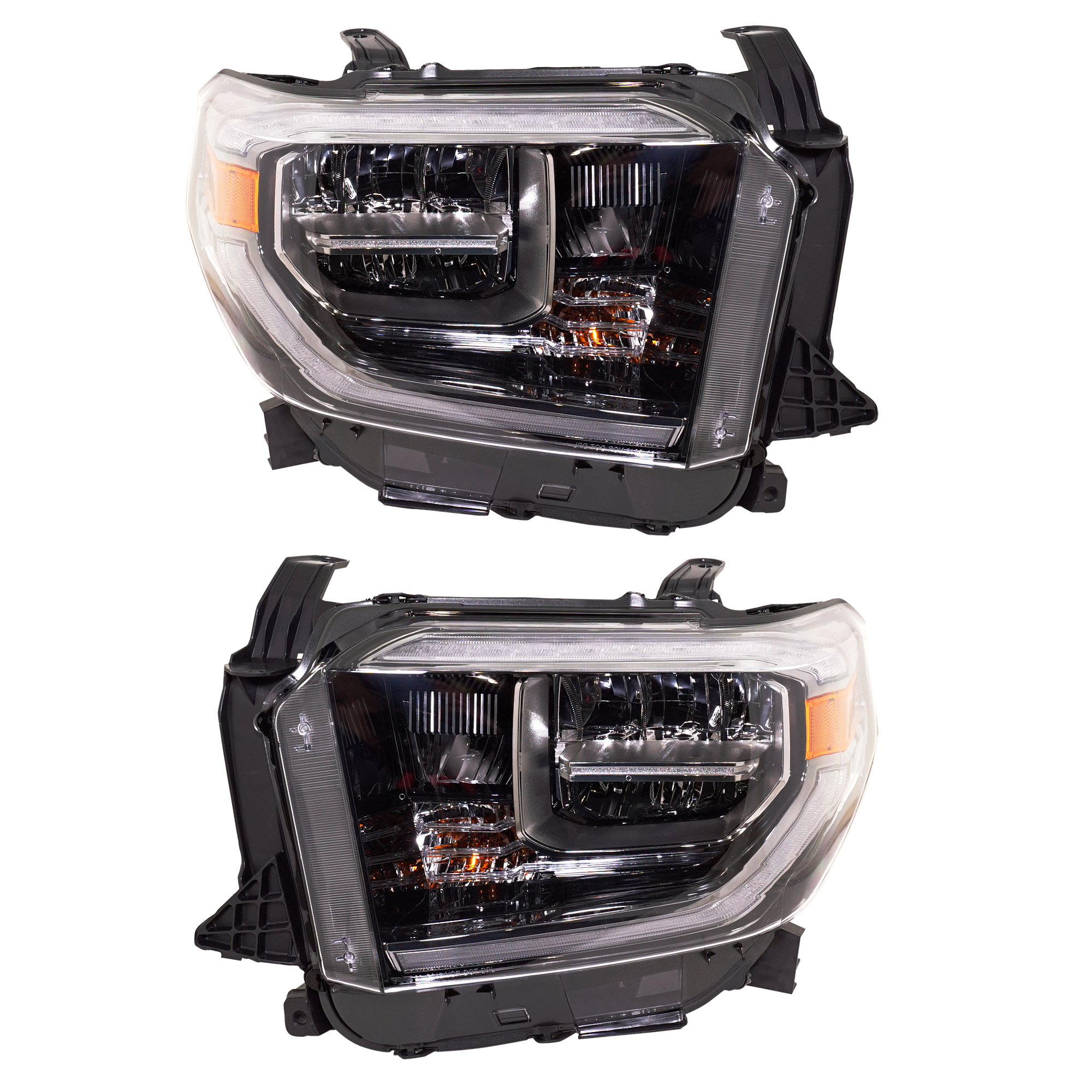 AM TUNDRA 18-18 HEAD LAMP RH AND LH Assembly LED Black Interior w Smoked Chrome Accent SKU SET RT10010083 Partslink TO2503263 TO2502263 OEM 811100C210-811500C210