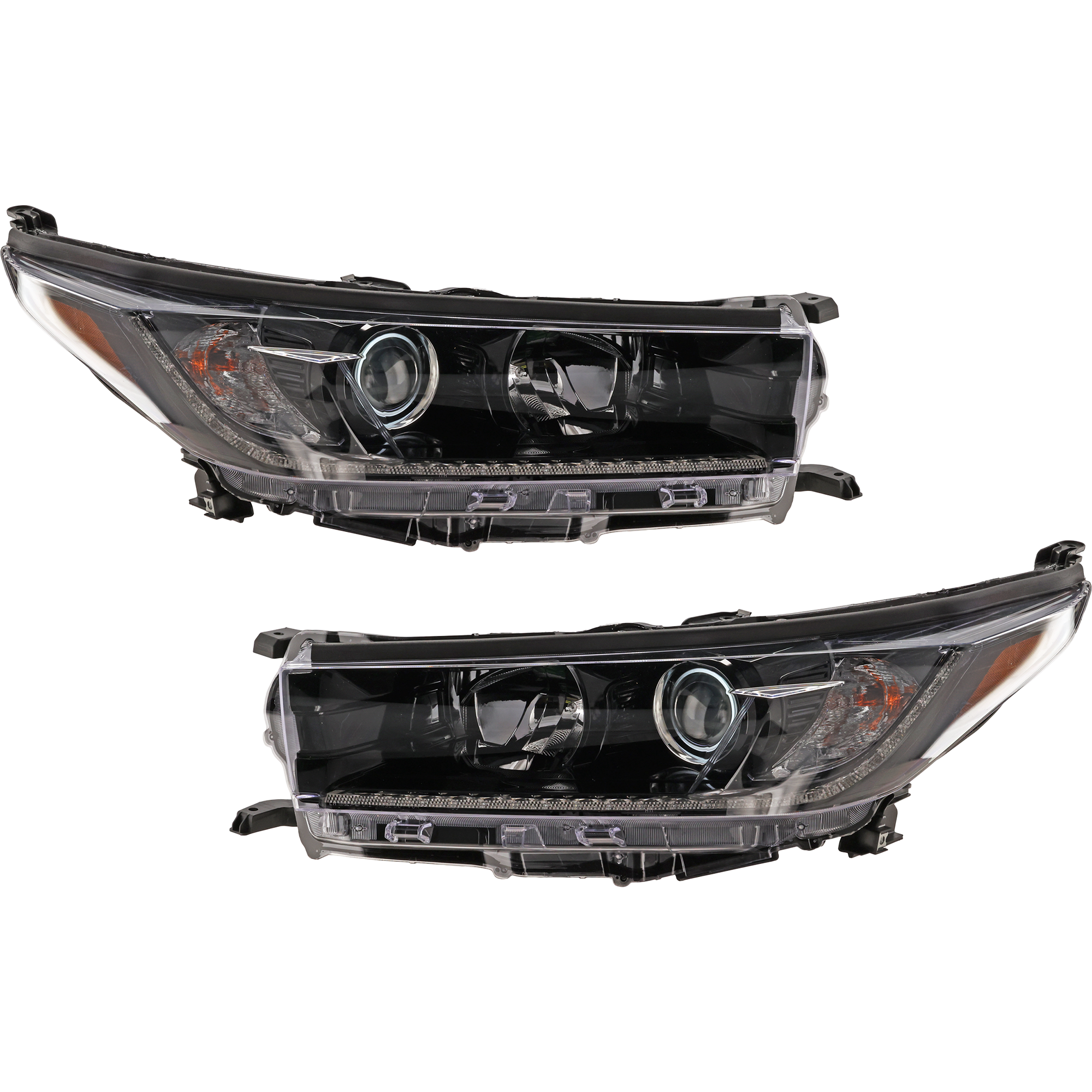 AM HIGHLANDER 19-19 HEAD LAMP RH AND LH Assembly Halogen w o Smoked Chrome Accent CAPA SKU SET RT10010093Q Partslink TO2503285C TO2502285C OEM 811100E560-811500E560