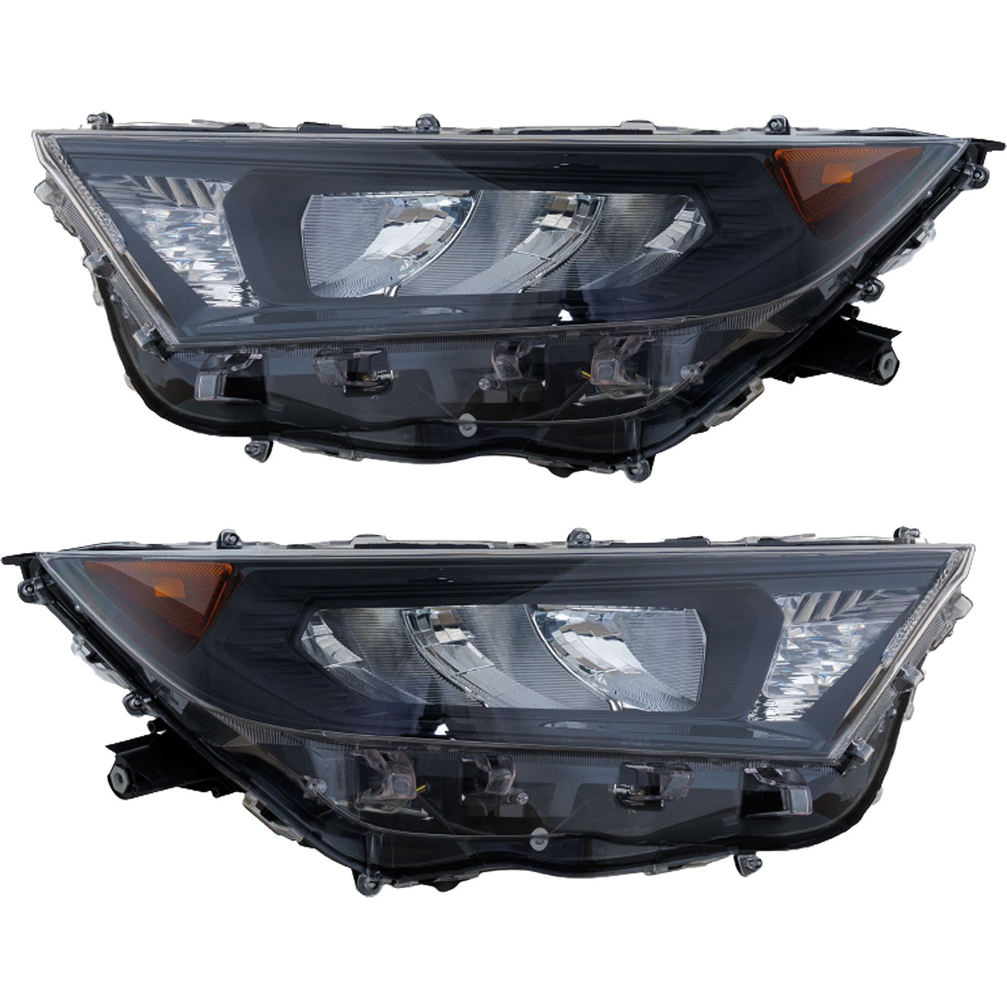 AM RAV4-19-22 HEAD LAMP RH AND LH Assembly LED w Adaptive Headlight Black Bezel Japan Built Vehicle LE Model CAPA SKU SET RT10010105Q Partslink TO2519200C TO2518200C OEM 8113042821-8113042822-81170428