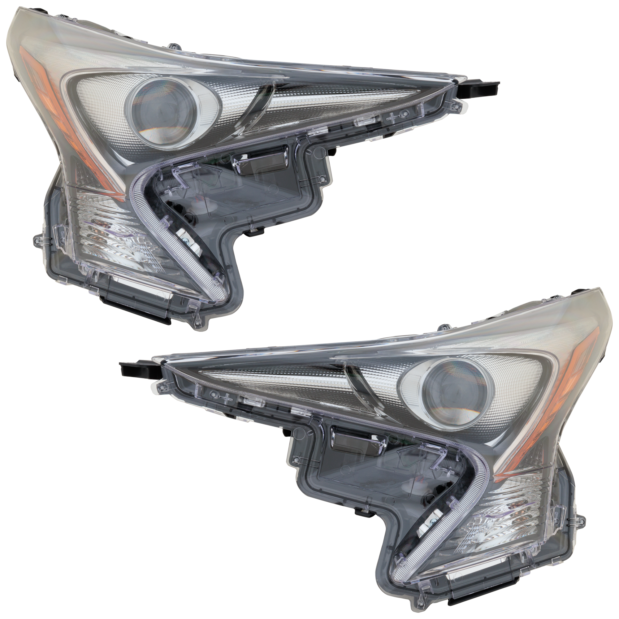 AM PRIUS 16-18 HEAD LAMP RH AND LH Set of 2 Lens and Housing LED without Fog Light Holes and Daytime Running Light SKU SET RT10010201-2 OEM 8107047711 PFM 8114047711 PFM