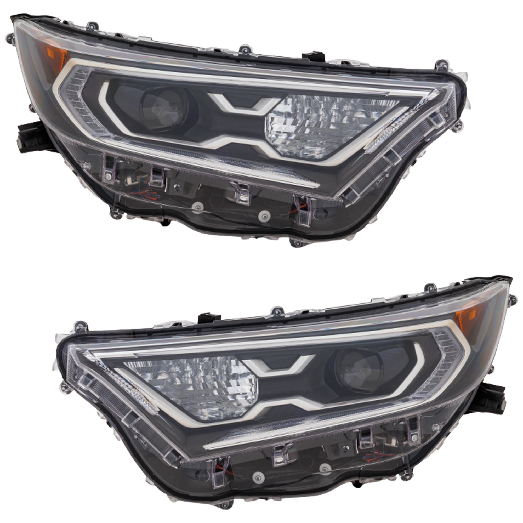 AM RAV4 HYBRID 19-21 HEAD LAMP RH AND LH Lens and Housing Halogen w o Adaptive Headlight Limited XLE XLE Premium XSE Hybrid Models Japan Built Vehicle CAPA SKU SET RT10010217UQ Partslink TO2519202C TO2518202C OEM 8113042A02-8117042A02