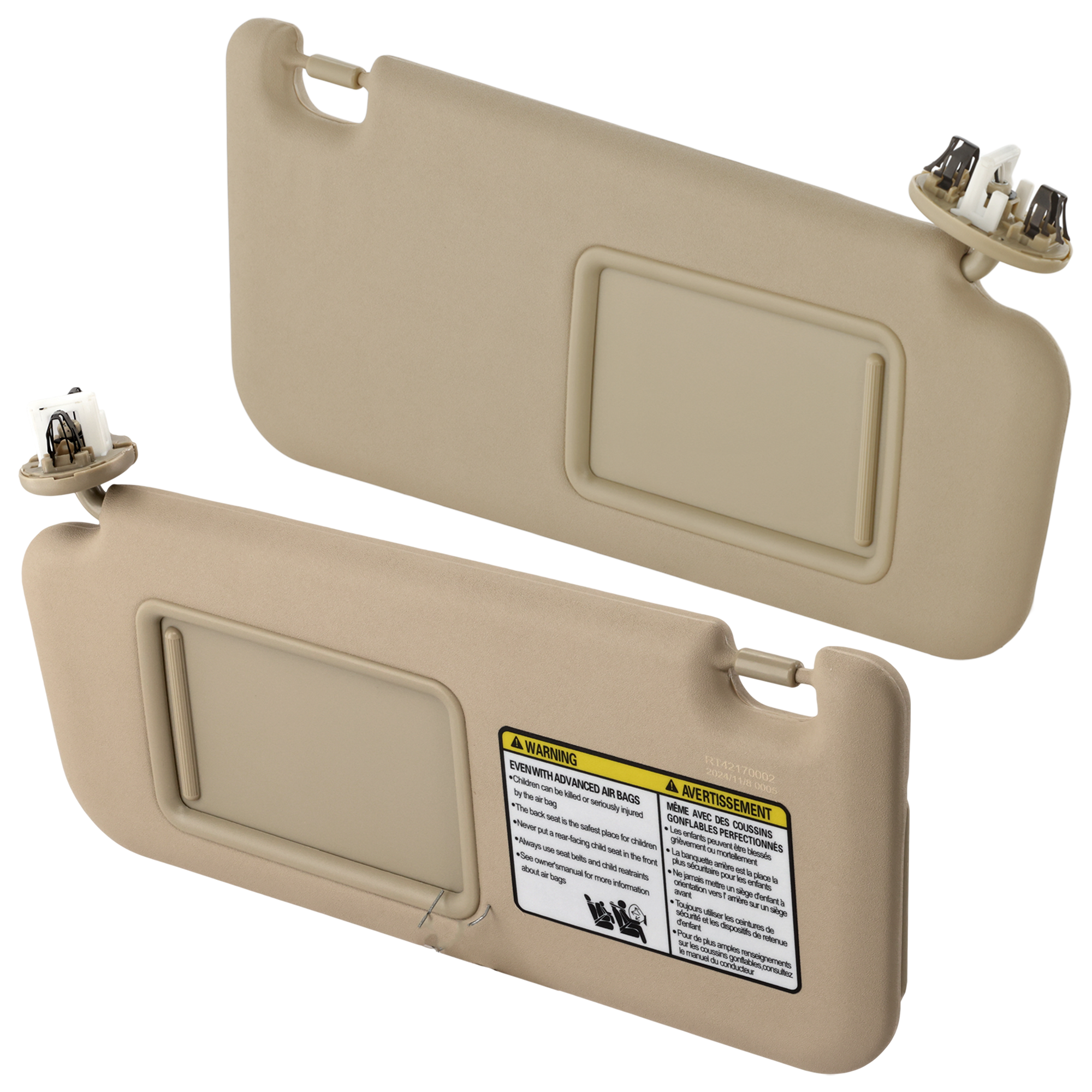 AM RAV4-06-08 SUN VISOR RH AND LH Beige SKU SET RT42170001 Partslink TO2942104 OEM 7431042451A1-7432042501A1