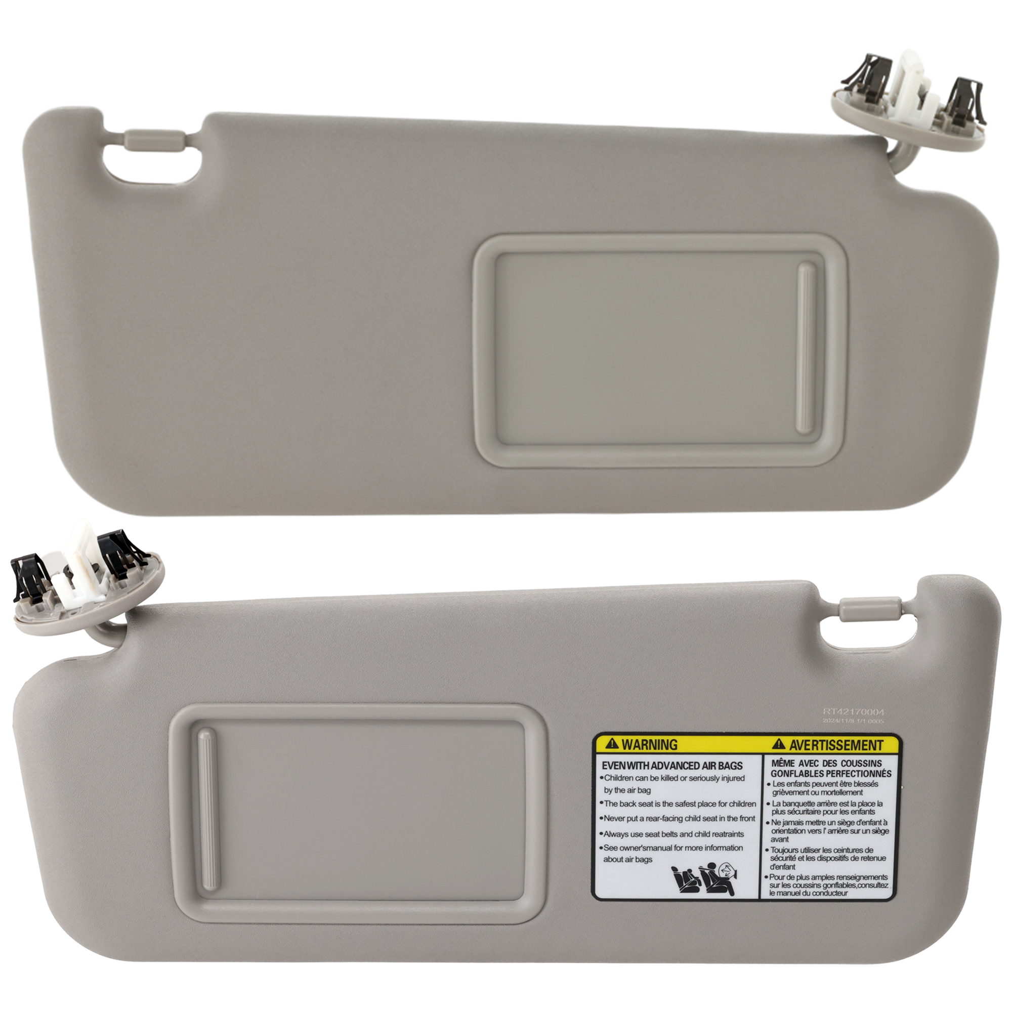 AM RAV4-06-08 SUN VISOR RH AND LH Gray SKU SET RT42170003 Partslink TO2942102 OEM 7432042500B0-7432042500B3-7432