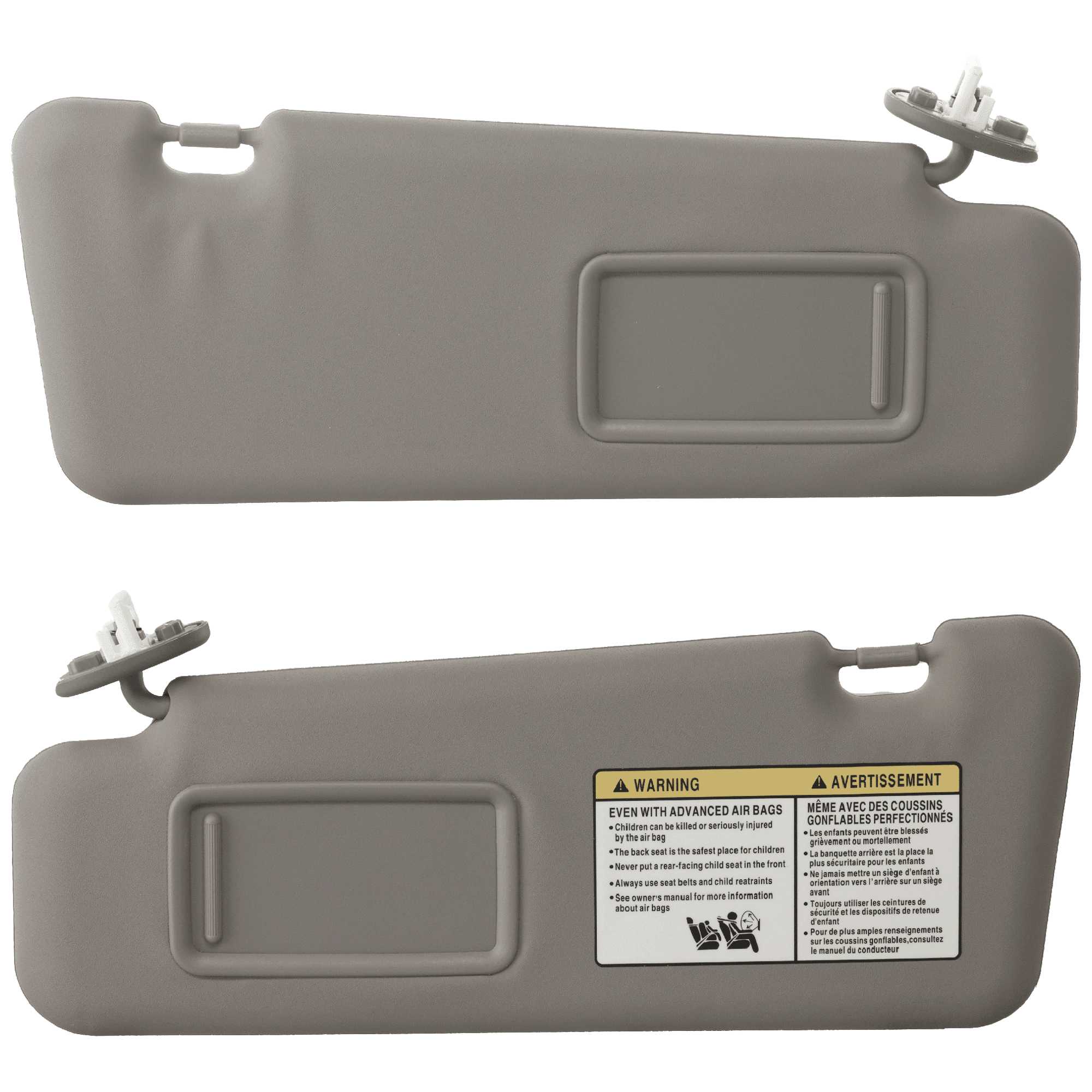 AM HIGHLANDER 08-13 SUN VISOR RH AND LH Gray w Vanity Lamp and Mirror SKU SET RT42170007 Partslink TO2942106 TO2943106 OEM 7431048140B1-7432048180B1