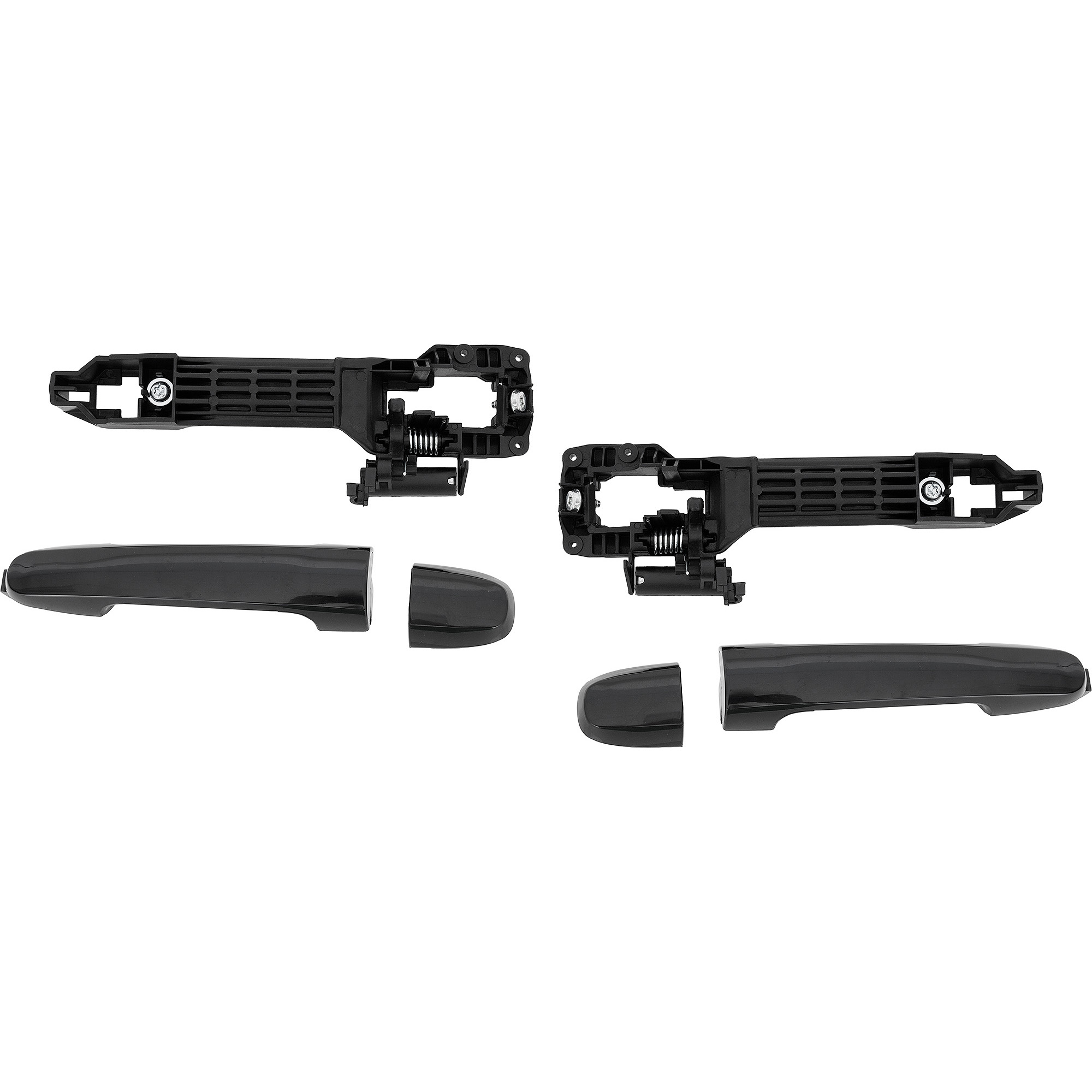 AM RAV4-01-12 YARIS 07-12 FRONT EXTERIOR DOOR HANDLE RH AND LH Smooth Black w Cover Base w o Smart Entry System w o Keyhole Japan Built Vehicle =REAR SKU SET RT46250041K OEM 6921142010