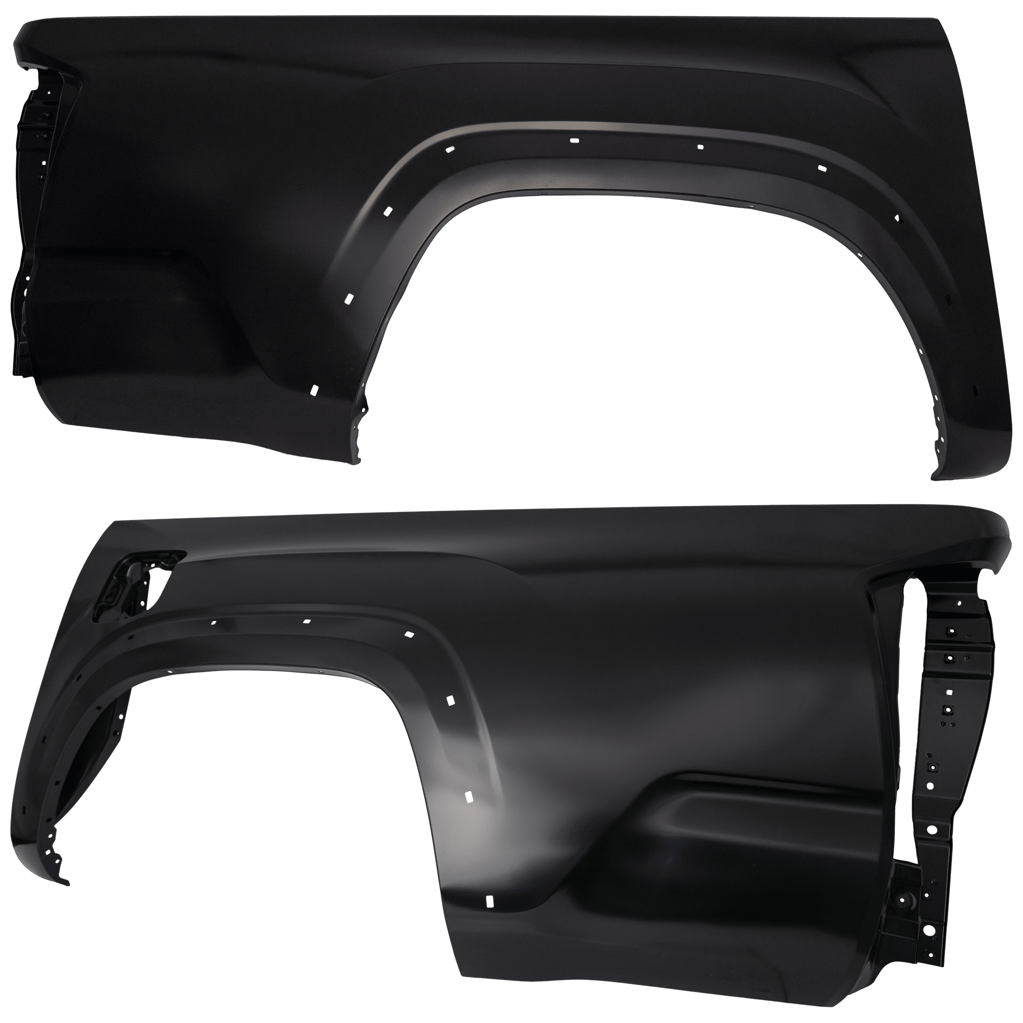 AM TACOMA 16-23 REAR TRUCK BEDSIDE PANEL RH AND LH Primed Steel Crew Cab w Fender Flare Holes 5 Ft. Bed CAPA SKU SET RT55210005Q Partslink TO1756107C TO1757107C OEM 6550004460-6560004400
