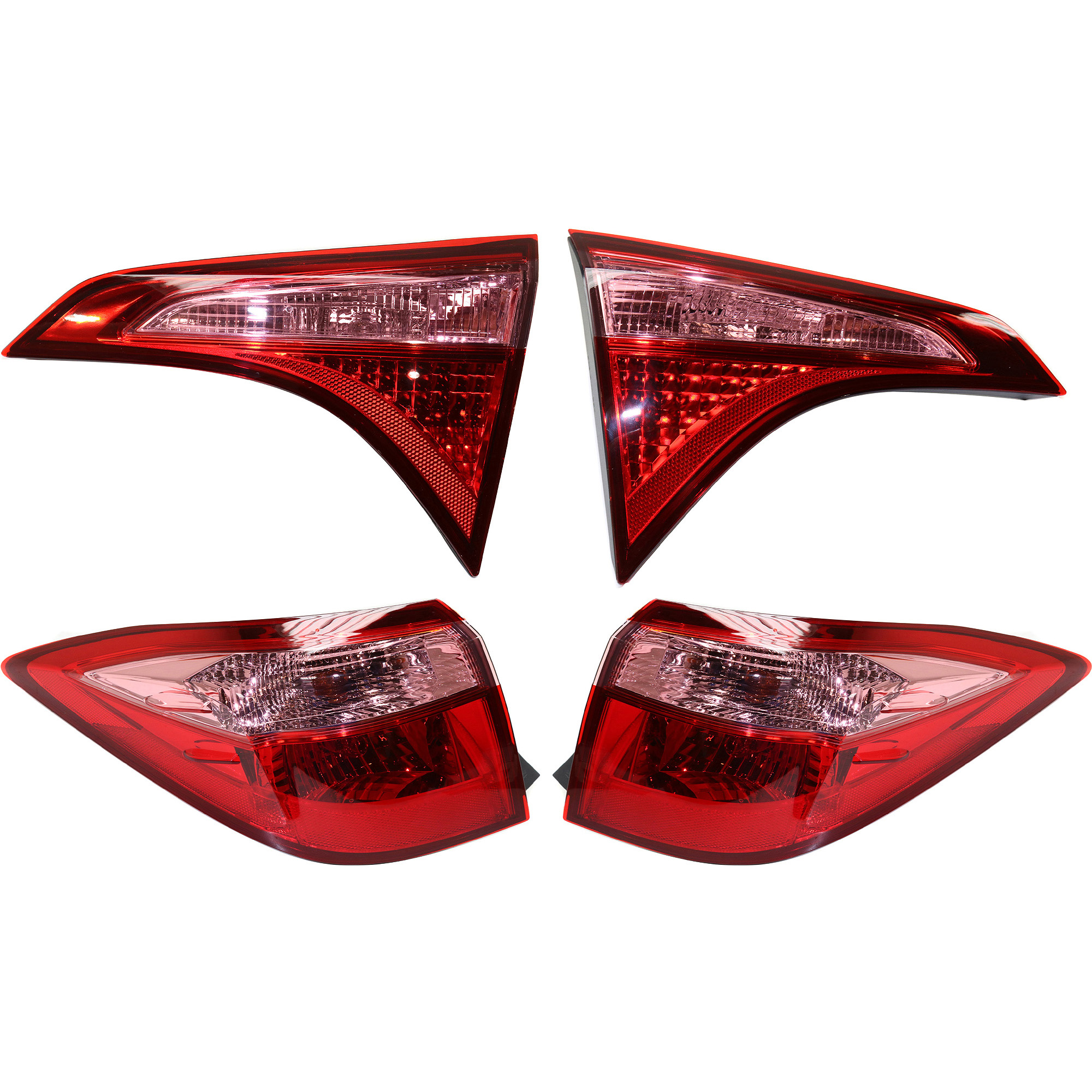 AM COROLLA 17-19 TAIL LAMP RH AND LH Inner and Outer Assembly Clear Red Lens SKU SET RT73010001-4 Partslink TO2802135 TO2803135 TO2804130 TO2805130 OEM 8155002B00-8156002B00-8158002A