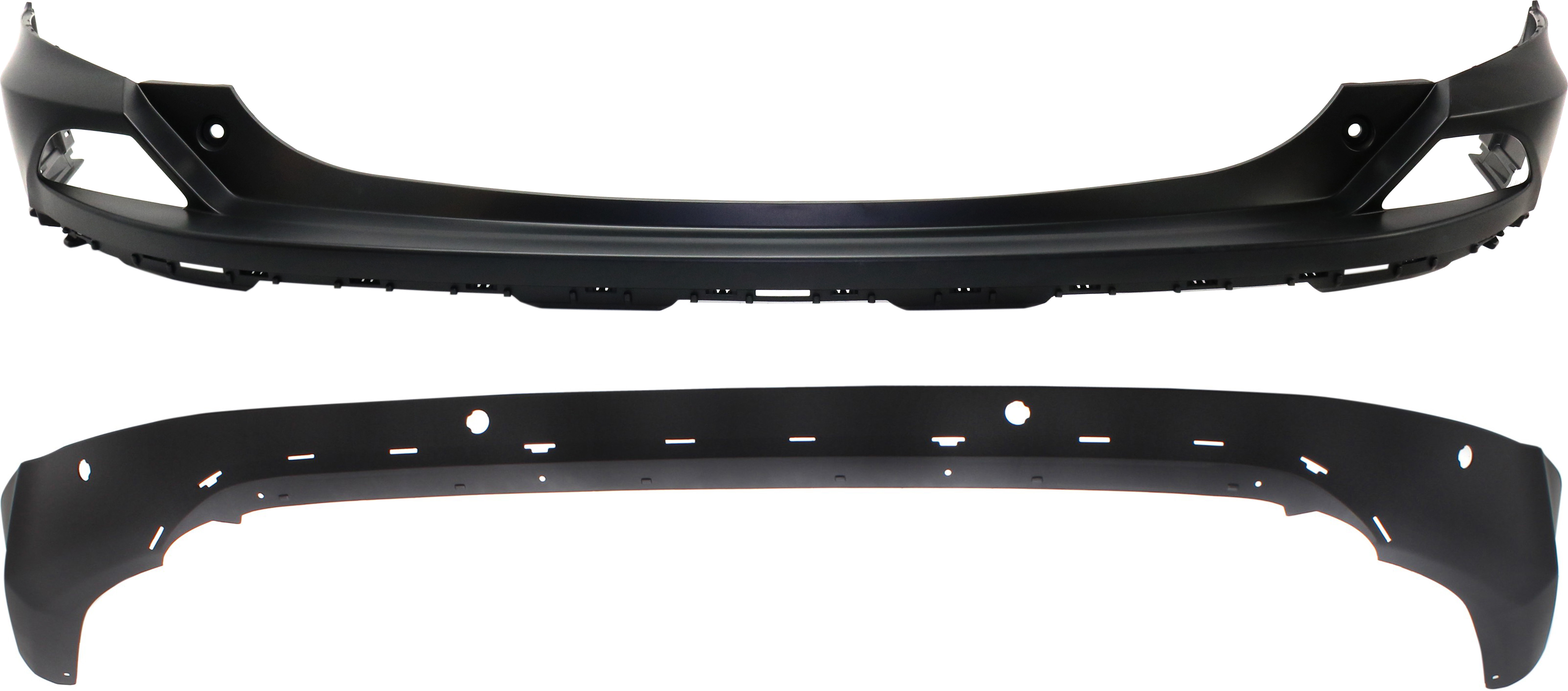 AM RAV4-16-18 REAR BUMPER COVER Upper and Lower w Parking Aid Snsr Holes CAPA SKU SET RT76010001Q 2 Partslink TO1114102C TO1115107C OEM 521590R914-521690R020