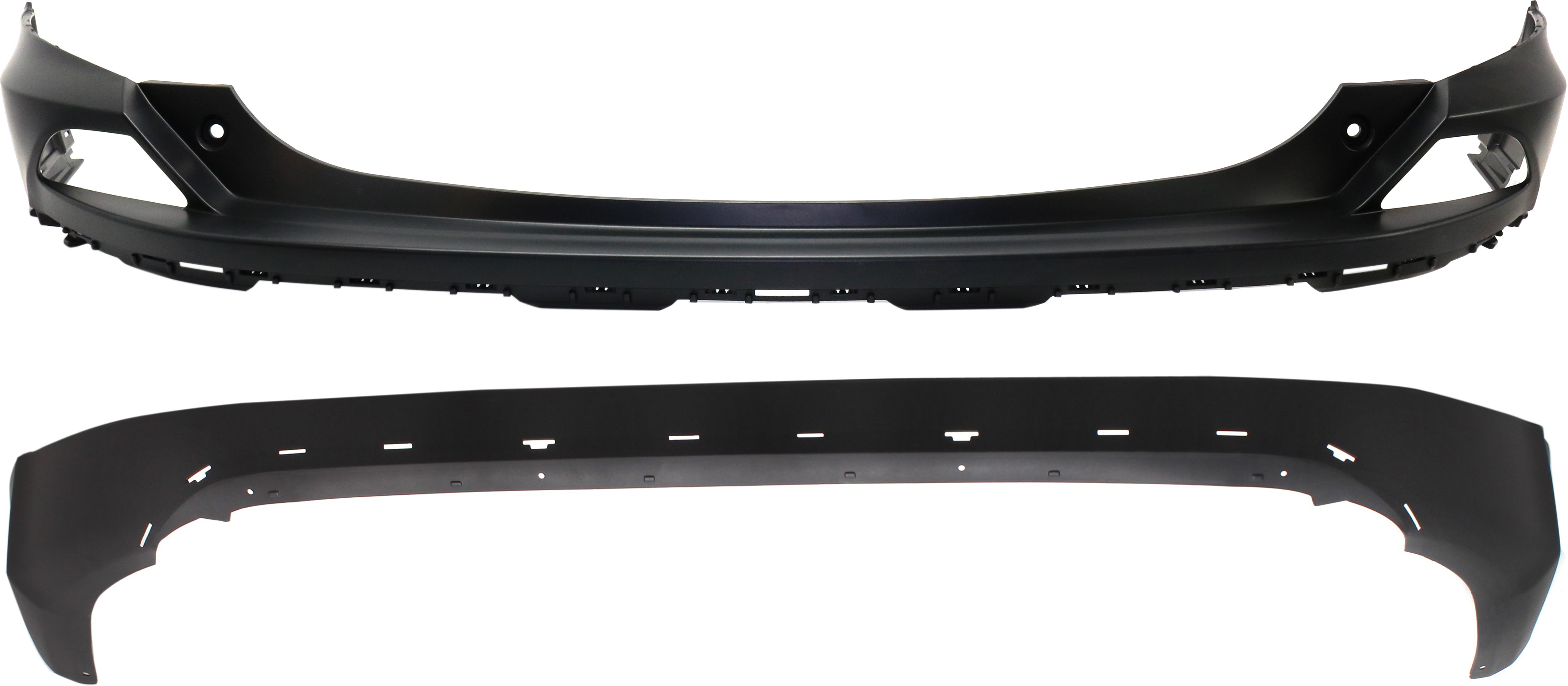 AM RAV4-16-18 REAR BUMPER COVER Upper and Lower w o Parking Aid Snsr Holes CAPA SKU SET RT76010003Q 2 Partslink TO1114102C TO1115106C OEM 521590R914-521690R010