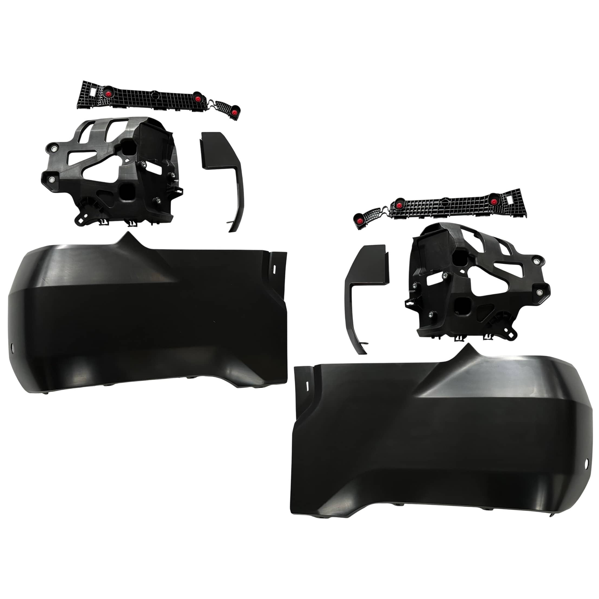 AM TUNDRA 22-24 REAR BUMPER COVER RH AND LH Outer Primed Assembly w Flare Holes and Parking Aid Sensor Holes Includes Bumper Filler and Retainers SKU SET RT76010095P Partslink TO1104145 TO1105145 OEM 521610C900 PFM 521620C900 PFM