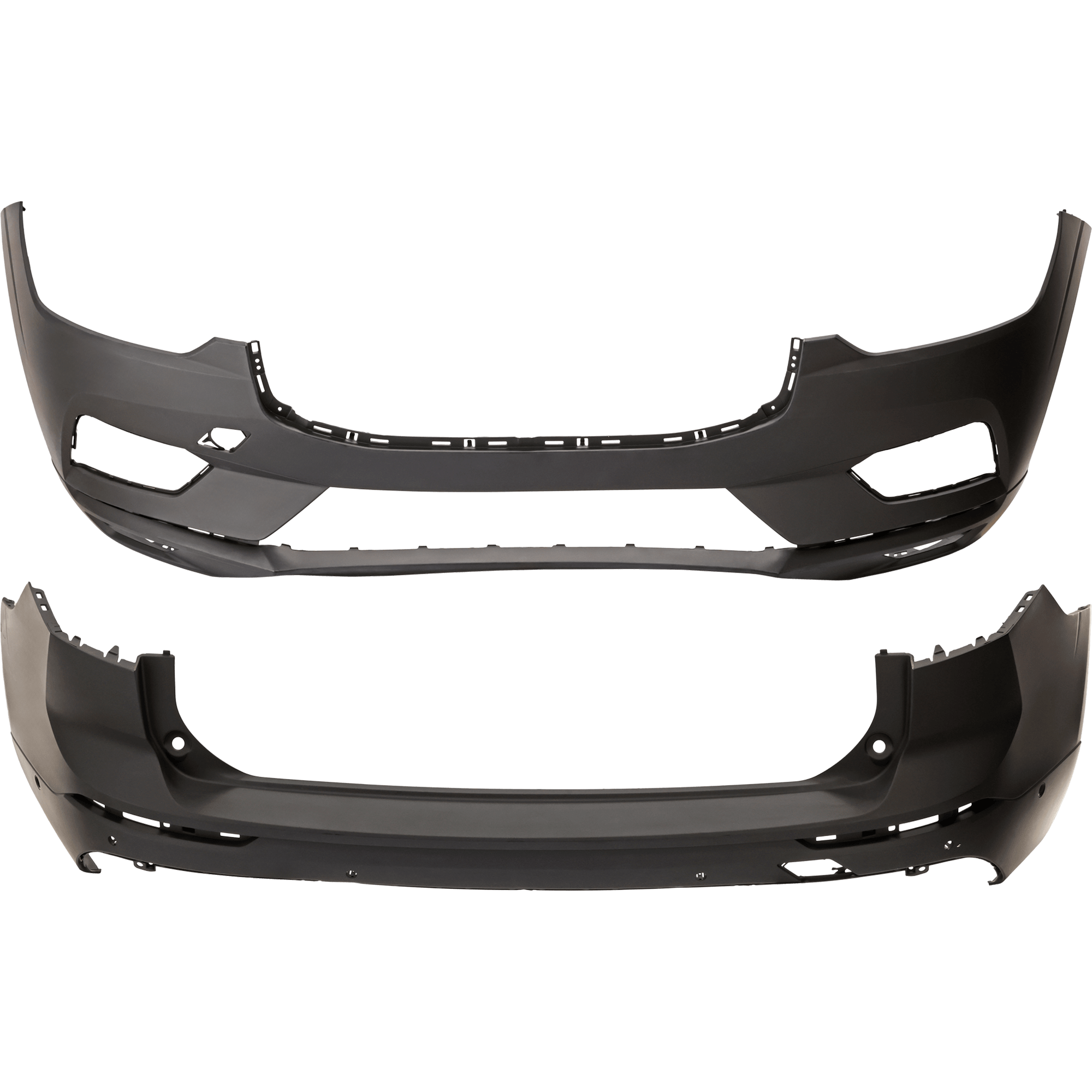 AM XC60-18-19 FRONT AND REAR BUMPER COVER Primed Front w o parking aid sensor holes Rear w parking aid sensor holes CAPA SKU SET RV01030018PQ B Partslink VO1000228C VO1100182C OEM 39847066-398470666-39847266-39