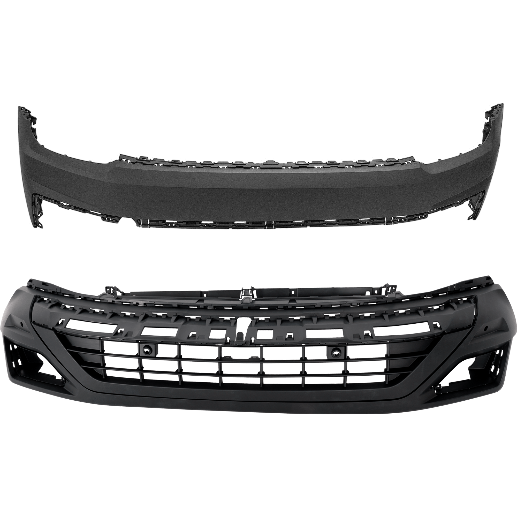 AM ATLAS 18-20 FRONT BUMPER COVER Upper and Lower Primed w o R Line Pkg w Parking Aid Sensor Holes w o Block Heater Holes and Camera Hole SKU SET RV01030028