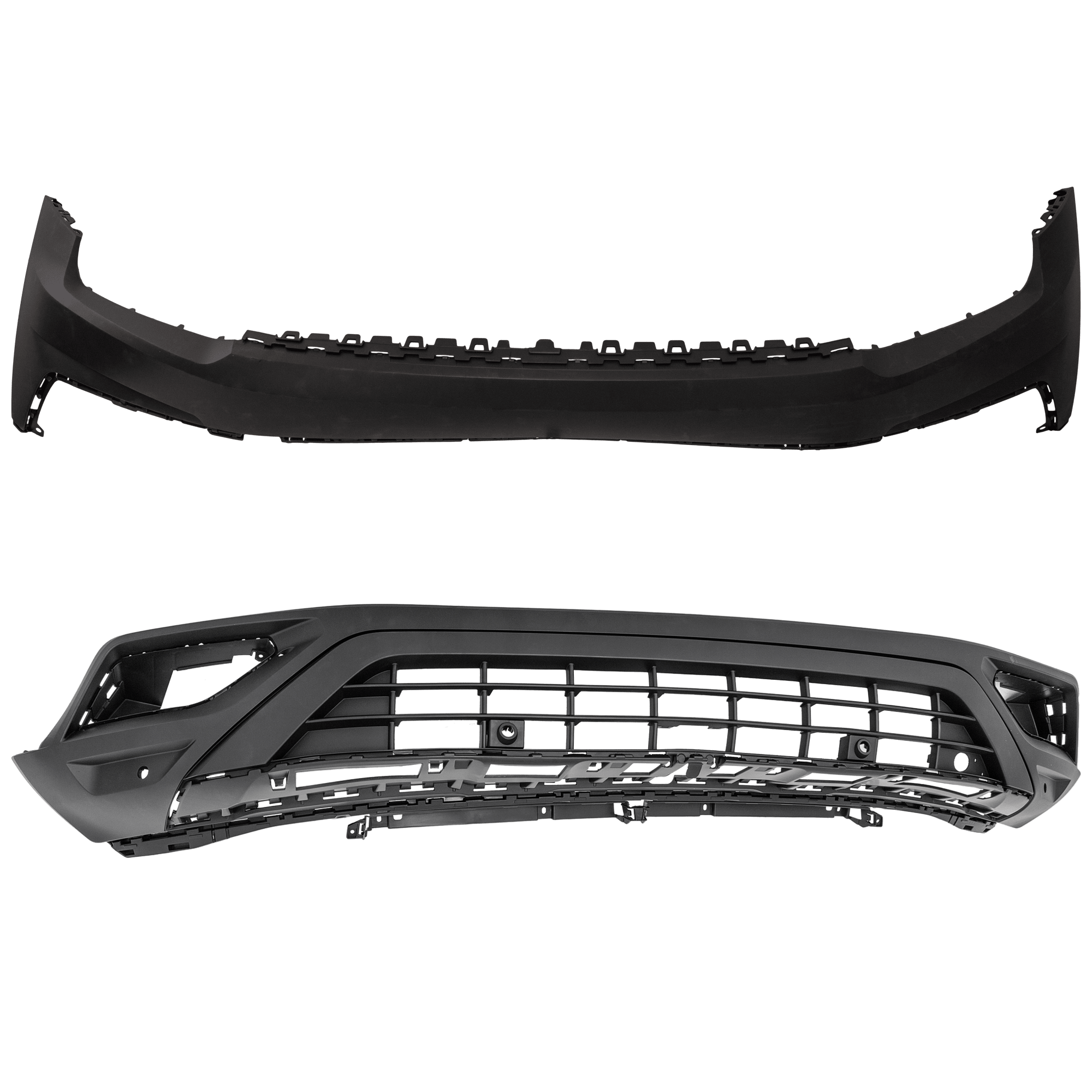AM ATLAS 18-20 FRONT BUMPER COVER Upper and Lower Primed w o R Line Pkg w Block Heater and Parking Aid Sensor Holes w o Camera Hole SKU SET RV01030031