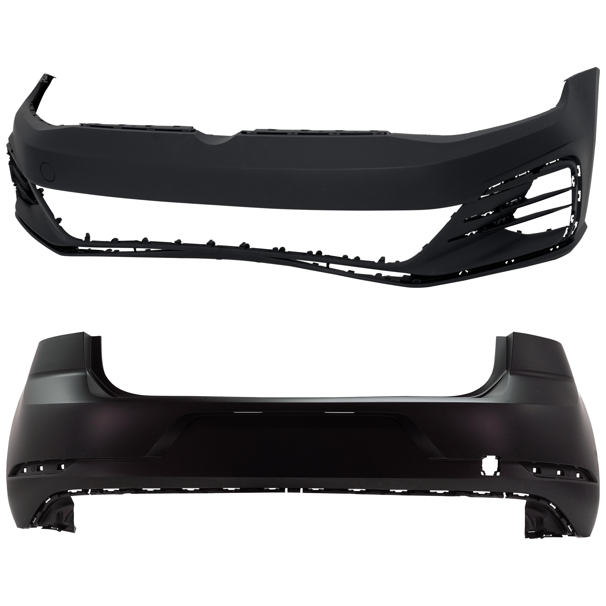 AM GOLF GTI 18-21 FRONT AND REAR BUMPER COVER Primed w o HLW and Park Assist Sensor Holes SKU SET RV01030050P