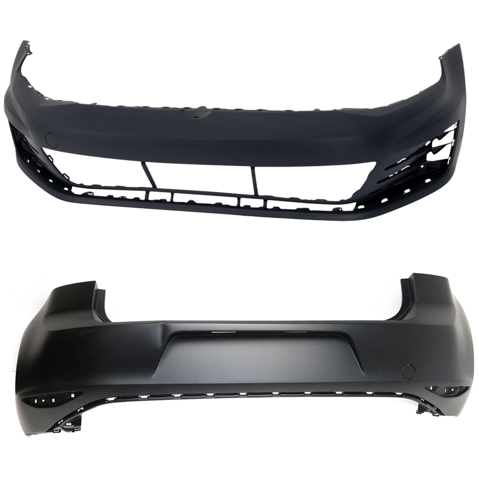 AM GOLF GTI 15-17 FRONT AND REAR BUMPER COVER Primed w o HLW and Park Assist Sensor Holes SKU SET RV01030051P B