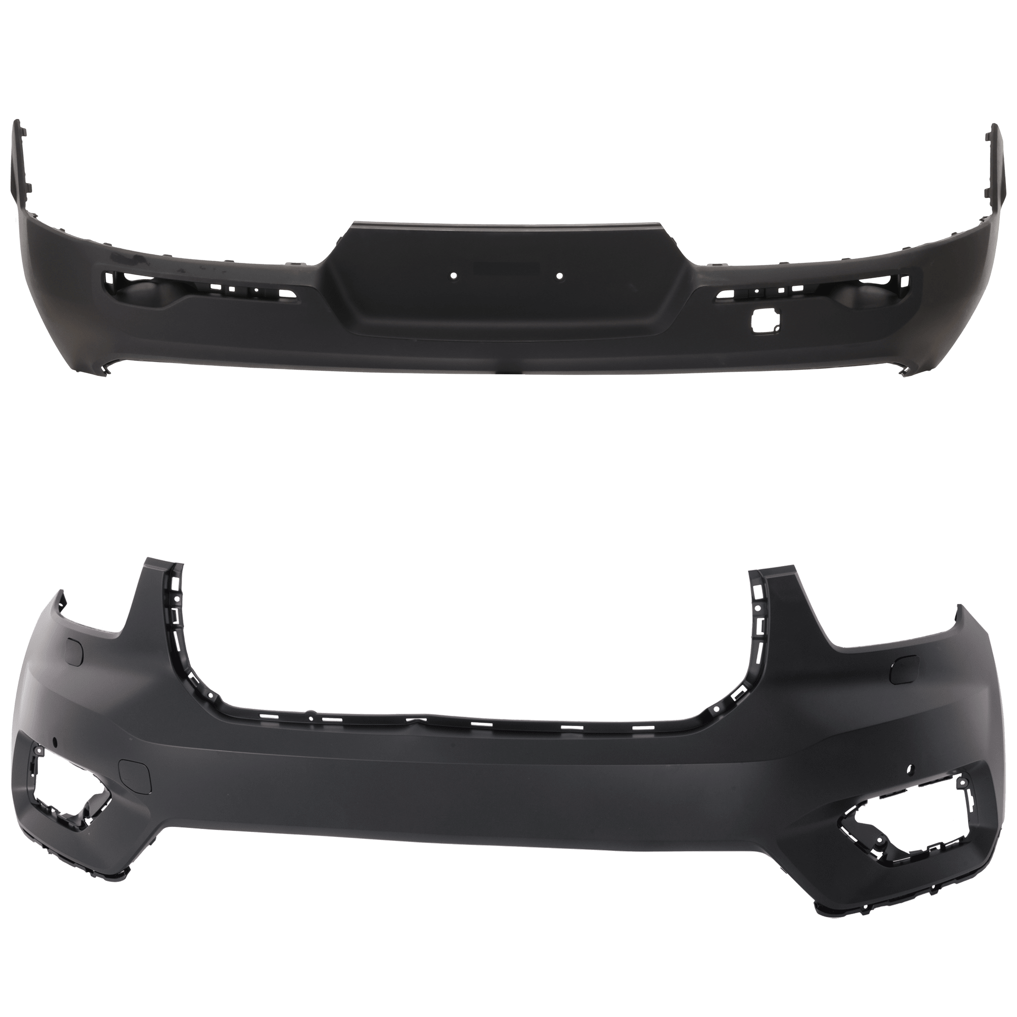 AM XC40-19-22 FRONT AND REAR BUMPER COVER Front Primed Rear Textured SKU SET RV01030056P C Partslink VO1000240 VO1100190 OEM 32219798-36011870-36013071