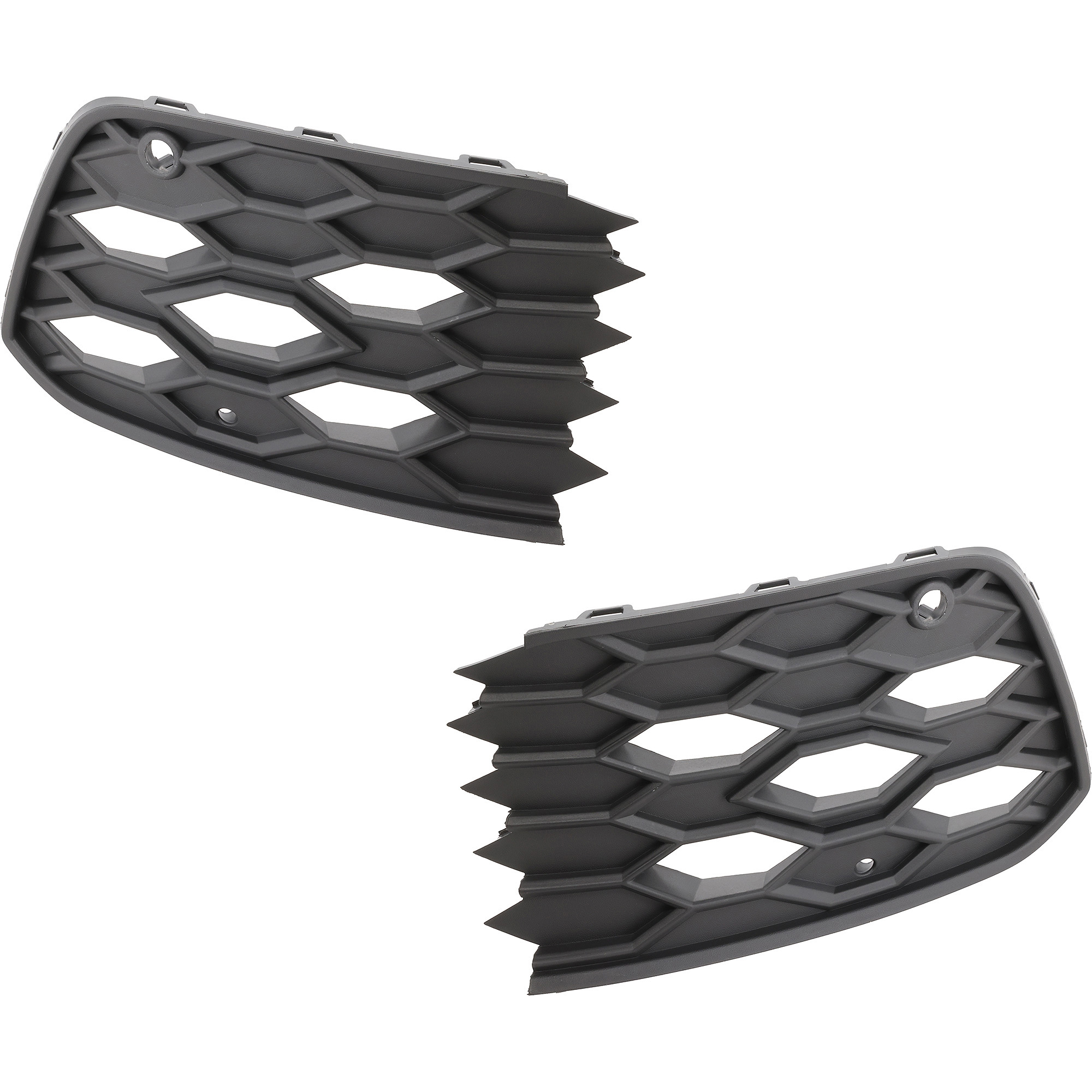 AM GTI 22-23 FRONT BUMPER GRILLE RH AND LH Outer Textured Black w Park Distance Control Sensor Holes 40th Anniversary Autobahn S SE Model SKU SET RV01530041 Partslink VW1038178 VW1039178 OEM 5H0853665N9B9-5H0853666N9B9