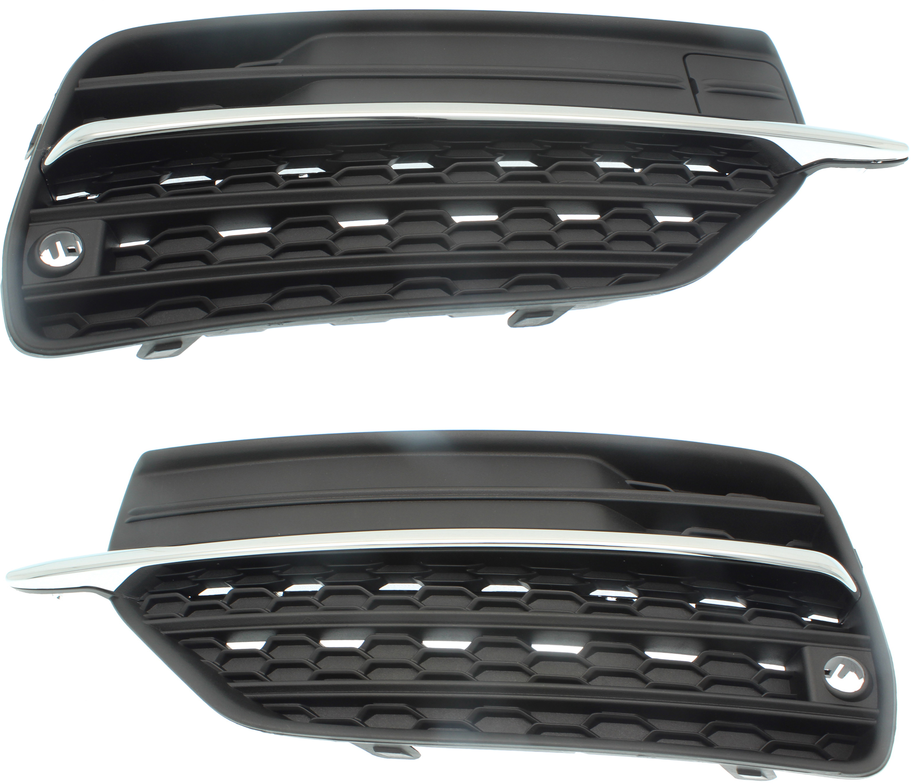 AM XC90-16-21 FRONT BUMPER GRILLE RH AND LH Outer Txtd Blk w Chr Trim w PAS Holes T5 T6 Inscription T6 First Edition Models SKU SET RV01550005 Partslink VO1039108 VO1038108 OEM 313830457-313830440