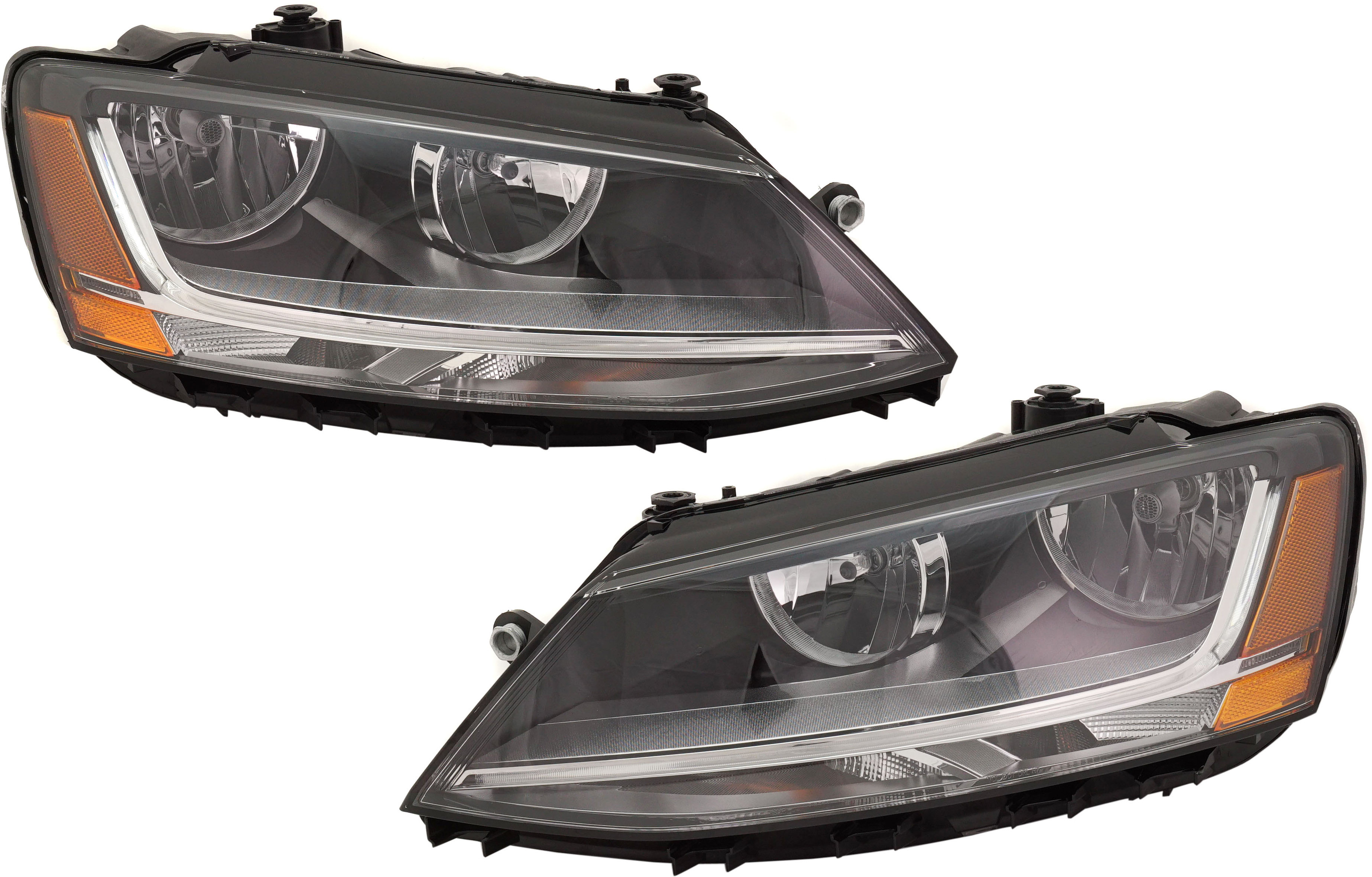 AM JETTA 17-18 HEAD LAMP RH AND LH Halogen w LED Daytime Running Light SKU SET RV10010007 Partslink VW2503168 VW2502168 OEM 5C7941006J 5C7941005J