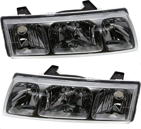 AM VUE 02-04 HEAD LAMP RH AND LH Assembly Halogen Black Interior SKU SET S100103 Partslink GM2502228 GM2503228 OEM 22702945-22702946