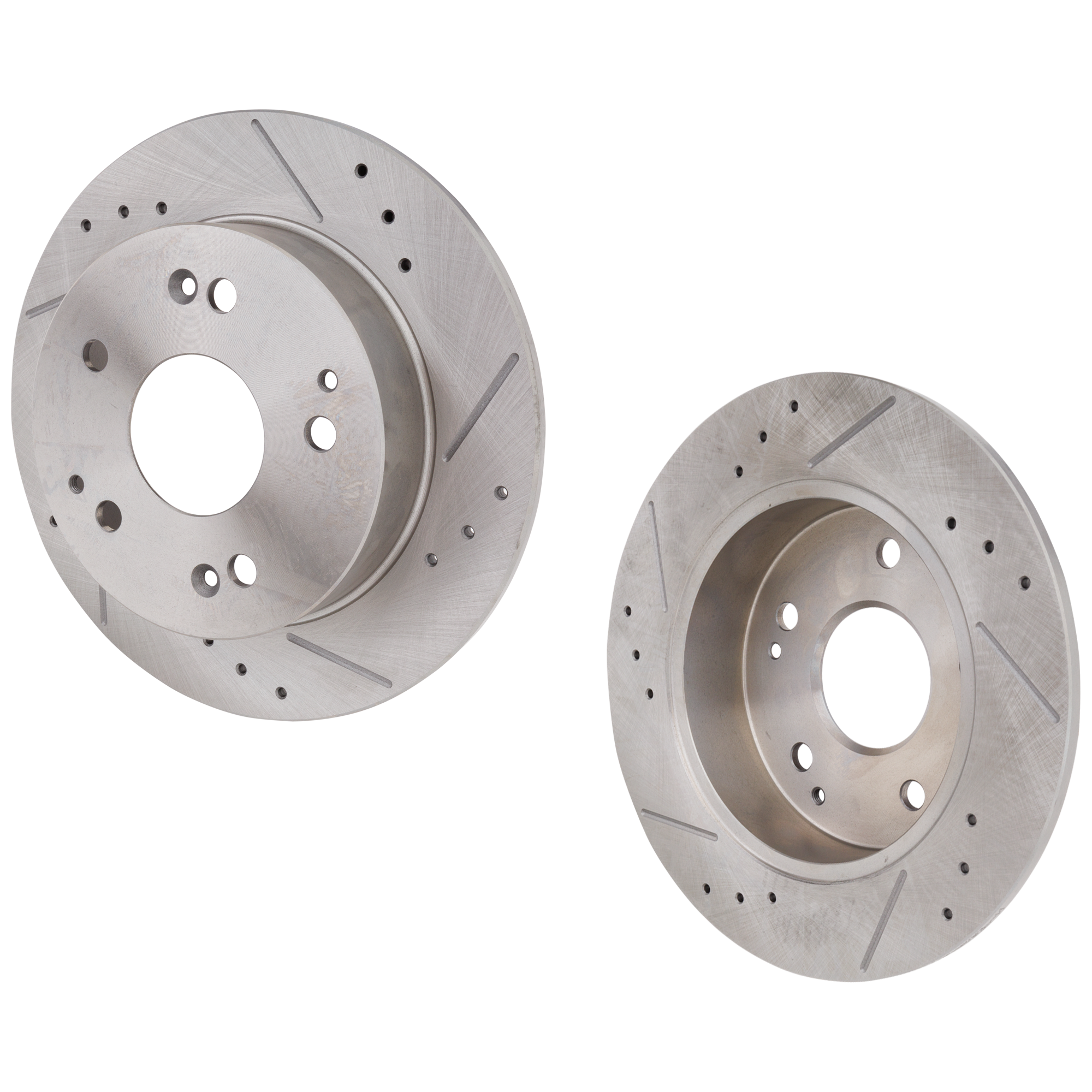 AM INTEGRA 97-01 ACCORD 98-02 REAR BRAKE DISC RH AND LH Cross drilled and Slotted SKU SET STPA27110023DRS2 OEM 19946-31245-31252-31342-108023
