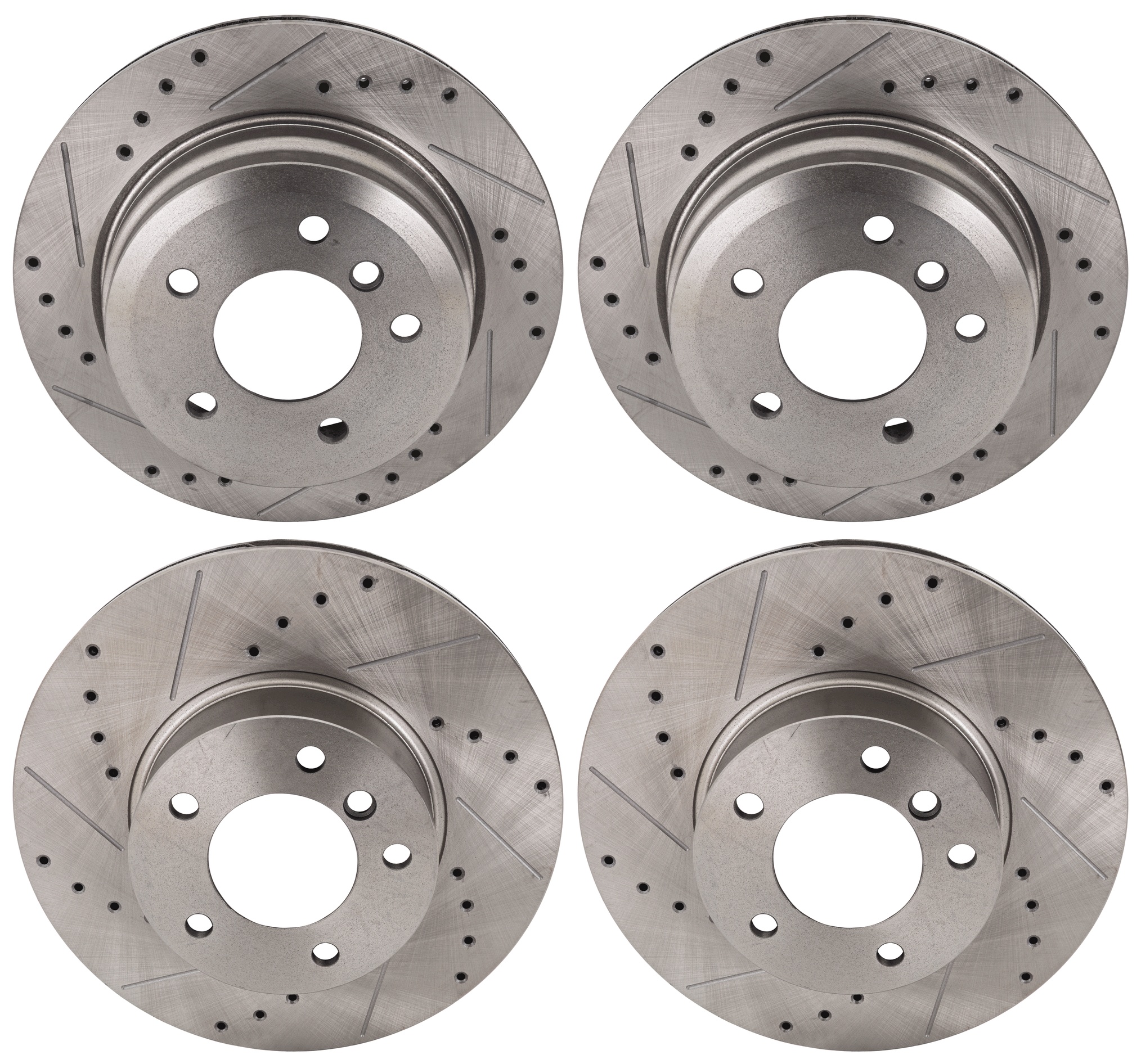 AM 3 SERIES 08-13 X1-12-15 FRONT AND REAR BRAKE DISC 4 Wheel Set Cross drilled and Slotted Vented 5 Lugs SKU SET STPB27110010DRS4 OEM 34317-45508-45603-850052-90077