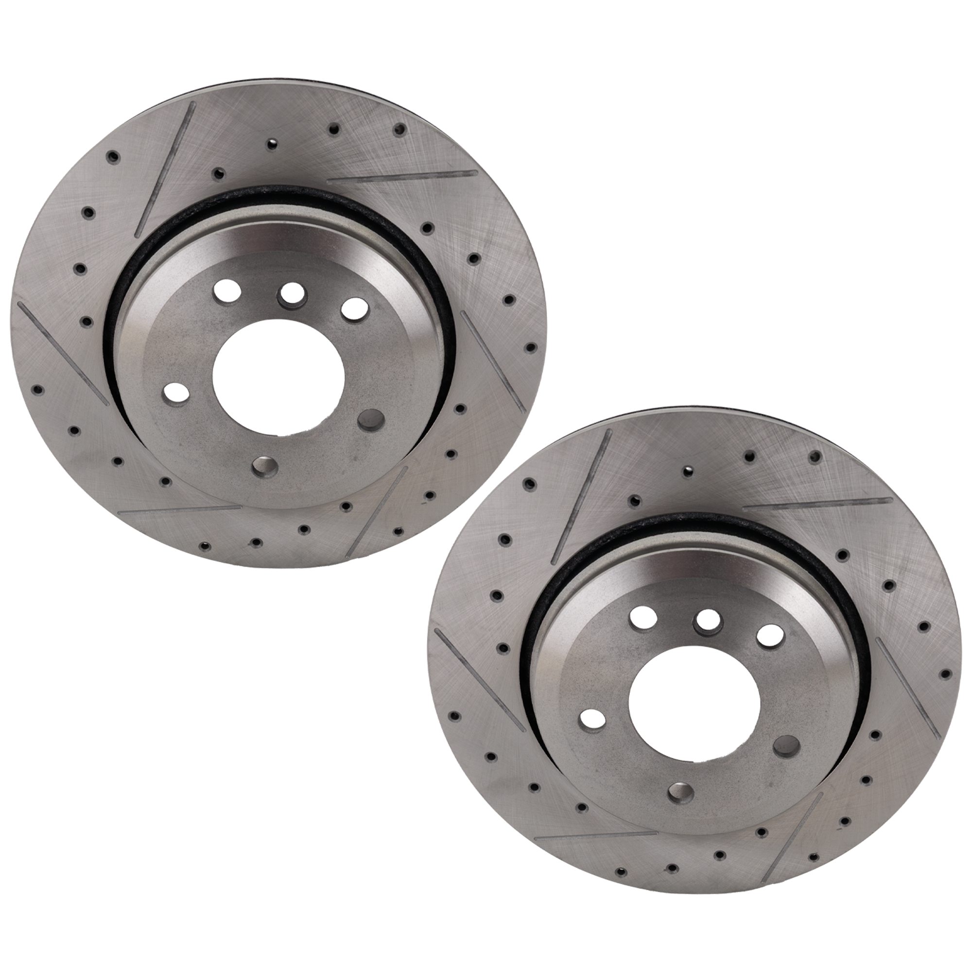 AM BMW 3 SERIES 01-06 REAR BRAKE DISC RH AND LH Drilled and Slotted SKU SET STPB27110033DRS2 OEM 12134057-34219-145416-48880126