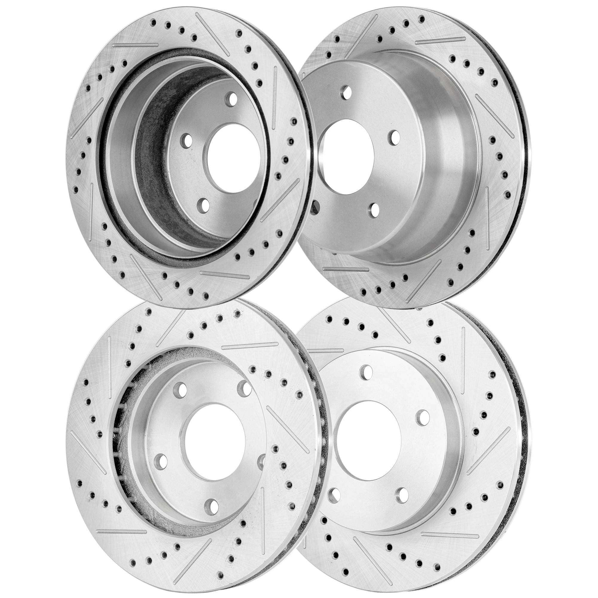 AM BLAZER 97-05 BRAVADA 97-01 FRONT AND REAR BRAKE DISC RH AND LH 4 Wheel Set Cross drilled and Slotted SKU SET STPC27110008DRS4 OEM 19-848-550-475-669-400-000-000-000