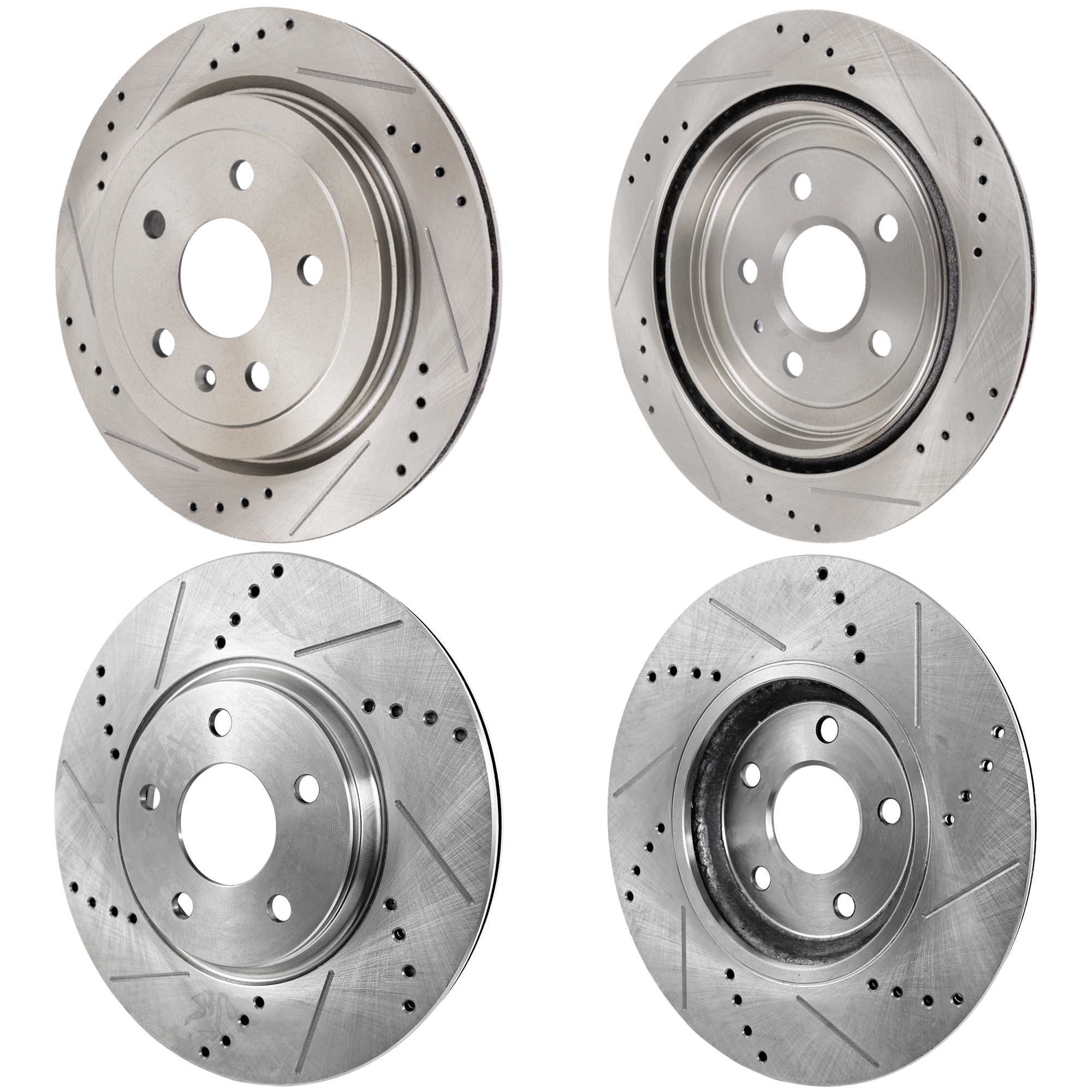 AM CAMARO 10-15 FRONT AND REAR BRAKE DISC RH AND LH 4 Wheel Set Cross drilled and Slotted Vented 5 Lugs SKU SET STPC27110027DRS4 OEM 41237-55171-72038-493955-85013