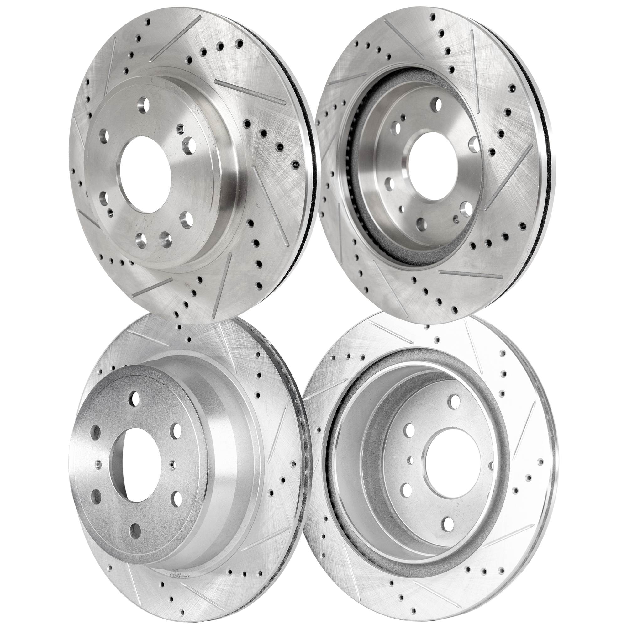 AM ESCALADE ESCALADE ESV TAHOE YUKON 07-20 FRONT AND REAR BRAKE DISC RH AND LH 4 Wheel Set Cross drilled and Slotted SKU SET STPC27110095DRS4 OEM 41252-55097-55170-72043-145582