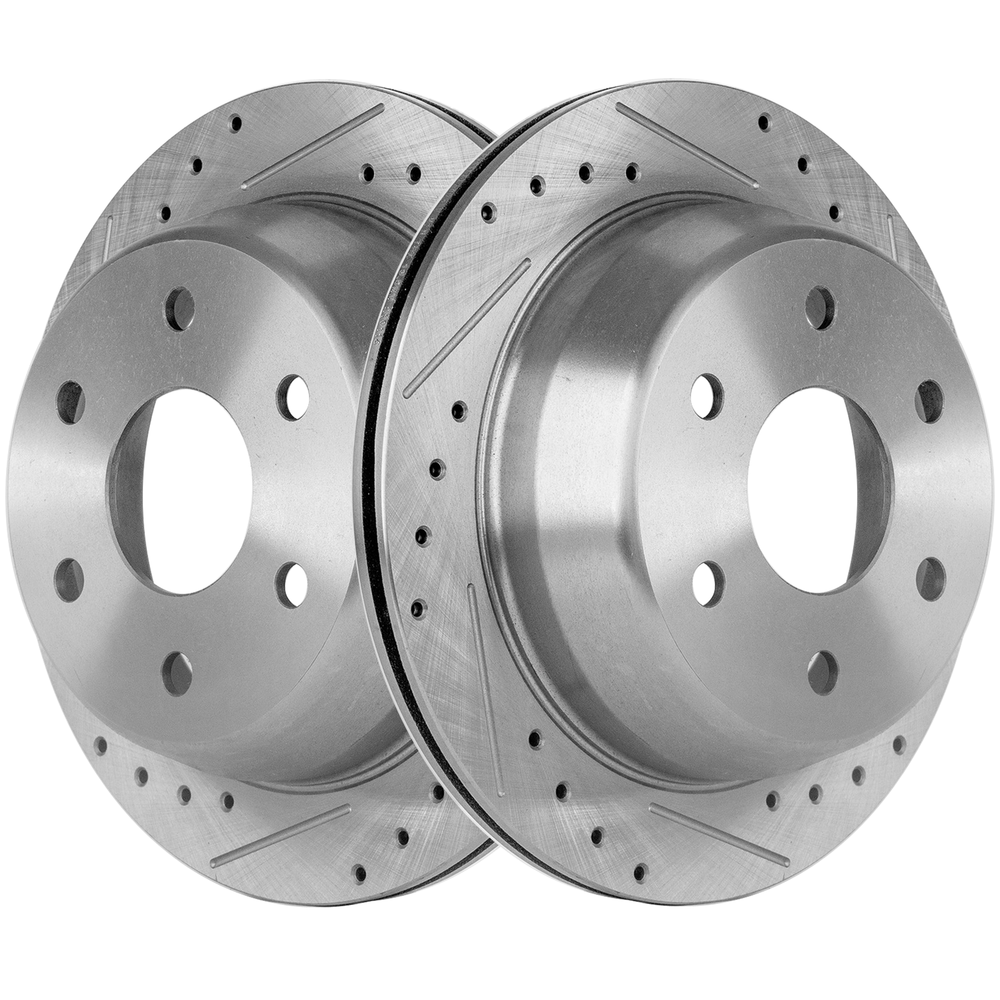 AM SILVERADO SIERRA 1500-99-07 REAR BRAKE DISC RH AND LH 2 Wheel Set Cross drilled and Slotted SKU SET STPC27110097DRS2 OEM 90048037-56827FZN
