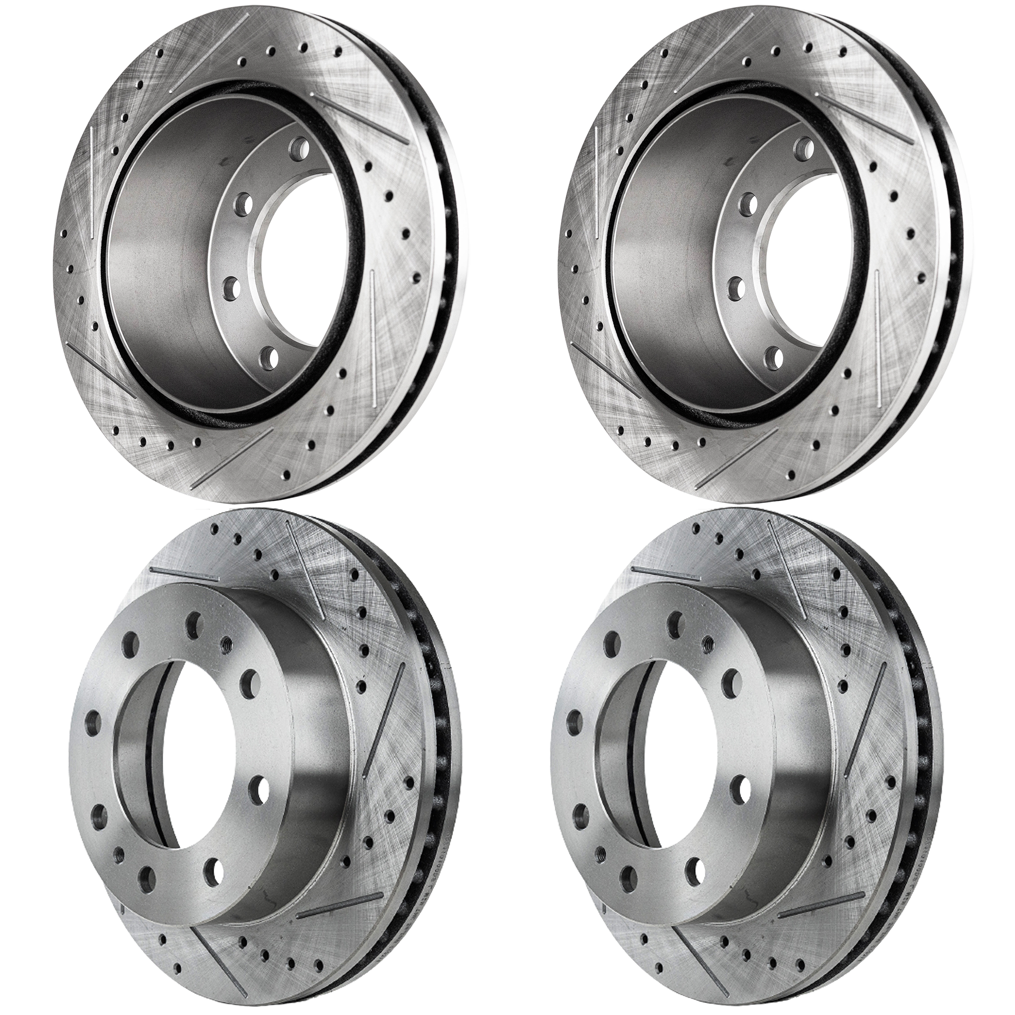 AM SILVERADO SIERRA 99-07 EXPRESS SAVANA VAN 03-20 FRONT AND REAR BRAKE DISC Cross drilled and Slotted Performance Rotor SKU SET STPC27110100DRS OEM 19952-55055-56828-86828-101008