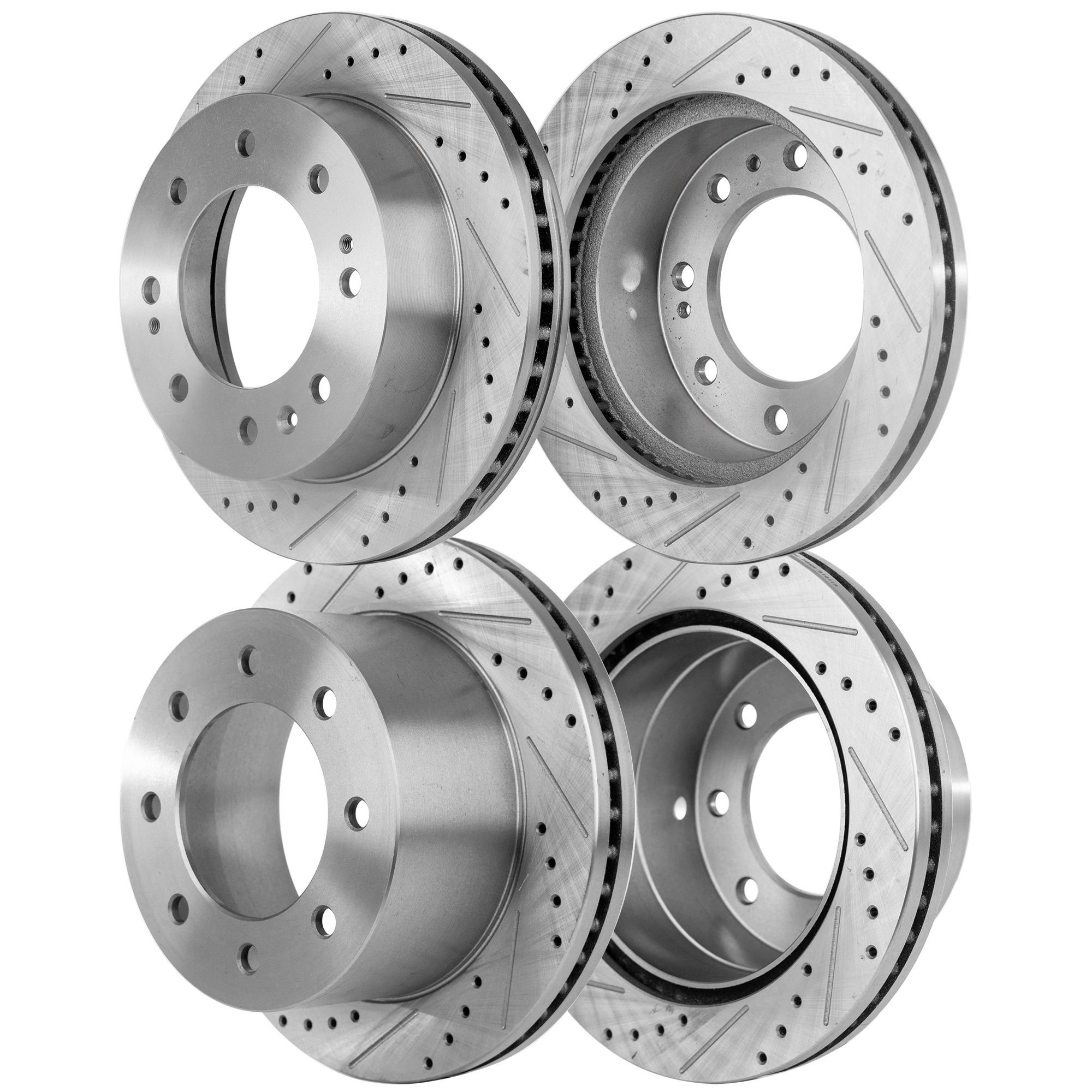AM SIERRA 3500 HD SILVERADO 3500 HD 11-19 FRONT AND REAR BRAKE DISC RH AND LH 4 Wheel Set Cross drilled and Slotted SKU SET STPC27110103DRS4 OEM 41268-55191-850227-901026-6004