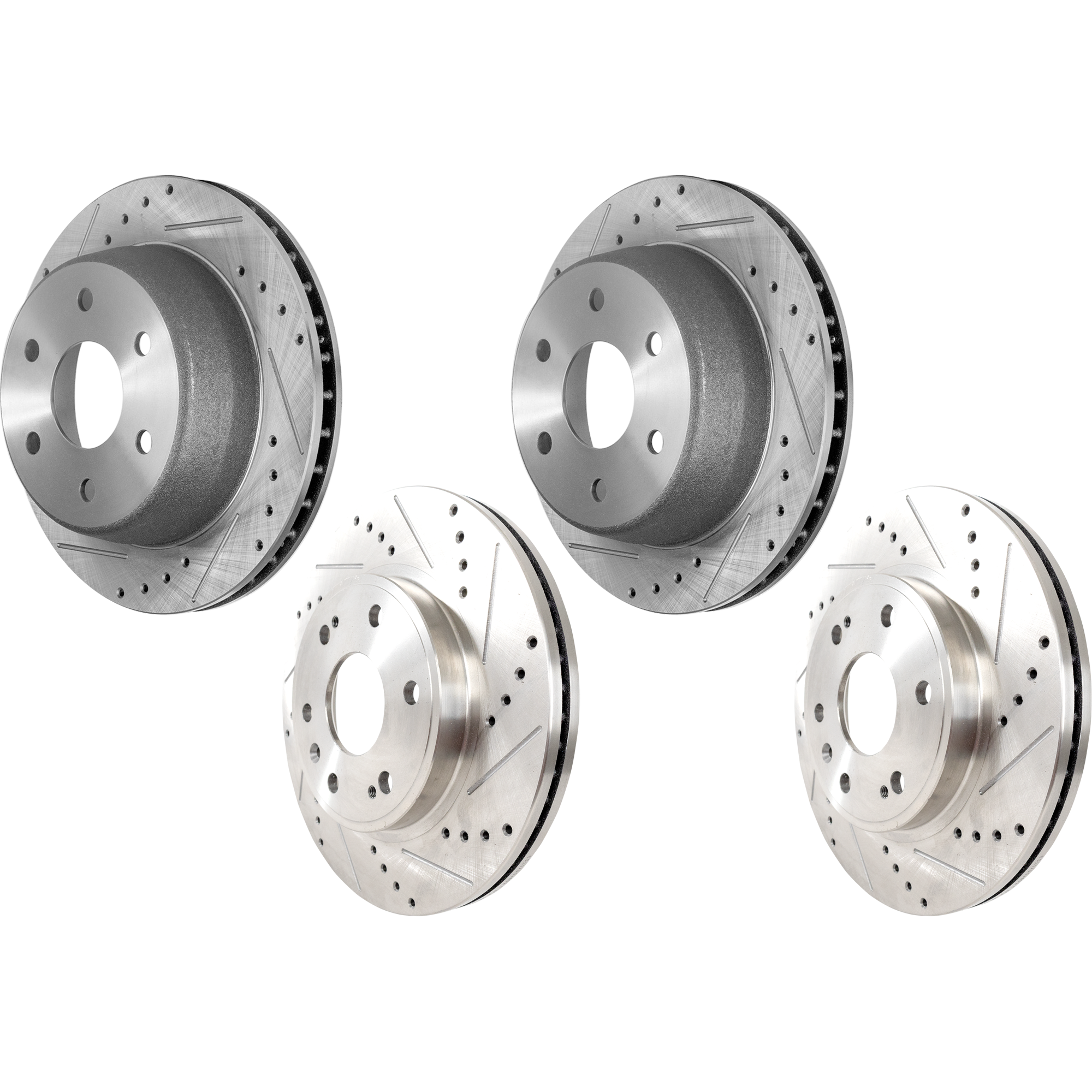AM SILVERADO 1500 SIERRA 1500-99-07 EXPRESS 1500 SAVANA 1500-03-08 FRONT AND REAR BRAKE DISC Cross drilled and Slotted Set of 4 SKU SET STPC27110113DRS OEM 19914-55054-56825-101419-14525