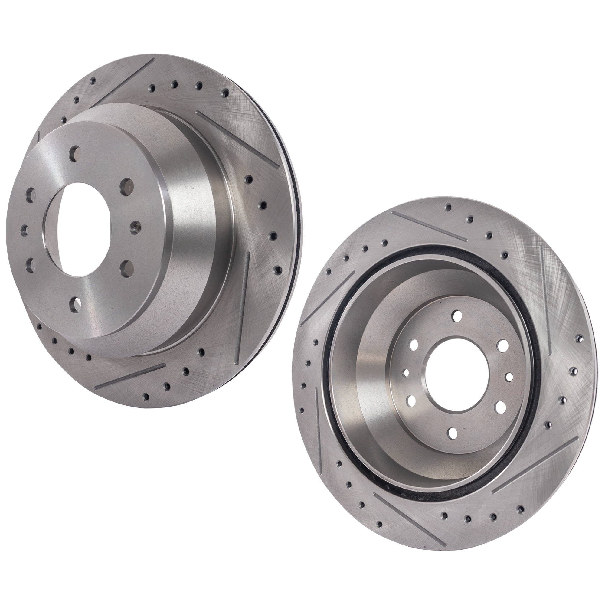 AM Rainier 04-07 TRAILBLAZER 02-09 REAR BRAKE DISC RH AND LH Cross drilled and Slotted SKU SET STPC27110119DRS2 OEM 19958-55073-101758-145314-1058