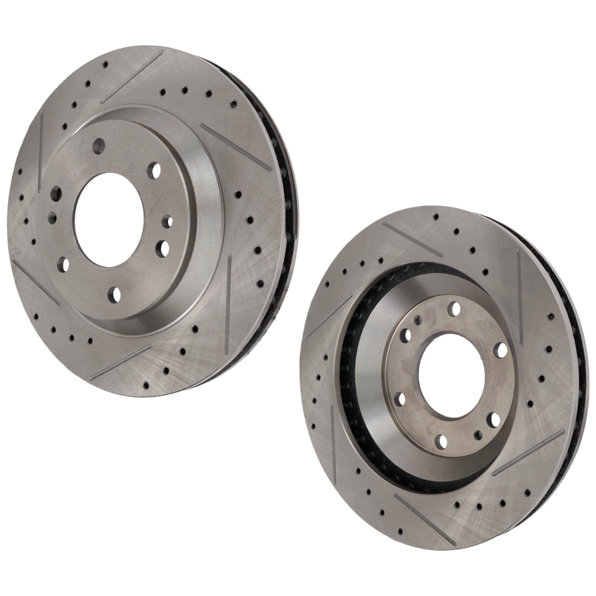 AM RAINIER 04-05 TRAILBLAZER 02-05 FRONT BRAKE DISC RH AND LH Cross drilled and Slotted SKU SET STPC27110122DRS2 OEM 19-943-550-691-017-500-000-000-000