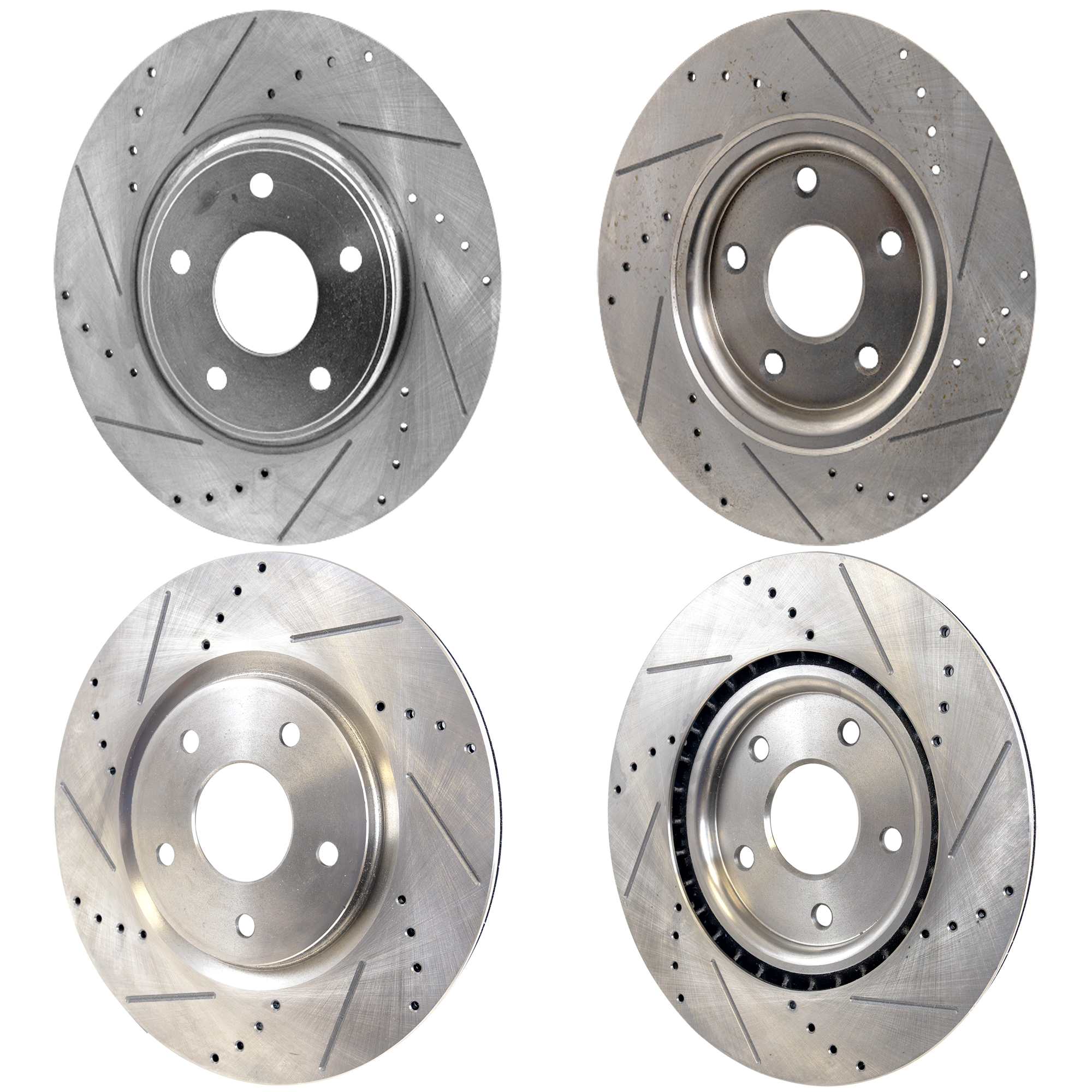 AM GRAND CARAVAN 12-20 FRONT AND REAR BRAKE DISC RH AND LH 4 Wheel Set Cross drilled and Slotted SKU SET STPD27110021DRS4 OEM 43179-53068-780964-850313-6004