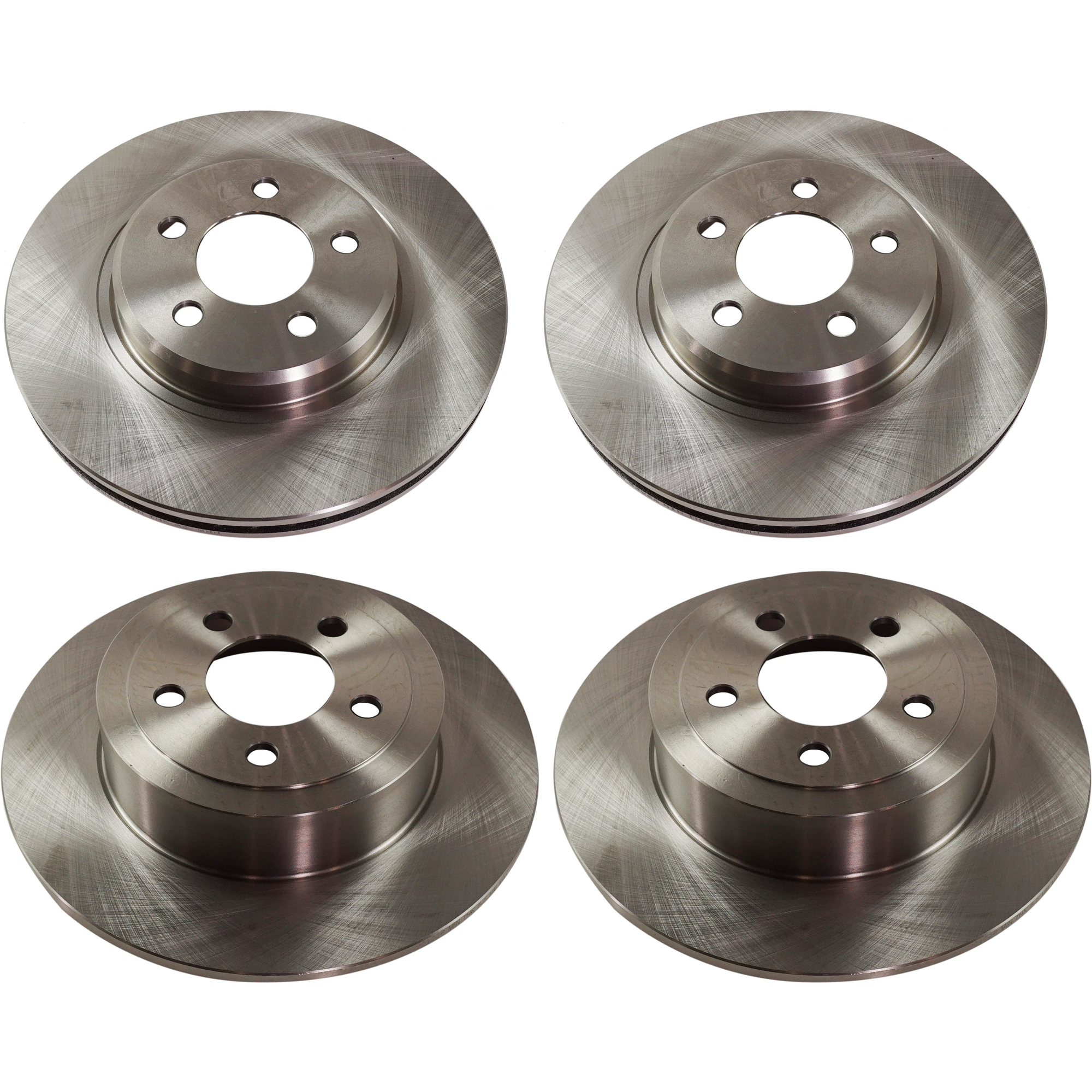 AM CHRYSLER 300-05-22 FRONT AND REAR BRAKE DISC Plain Surface Vented Front Solid Rear 5 Lugs 4 Wheel Set SKU SET STPD27110025-4 OEM 4779196AD 4779196AE 4779196AF