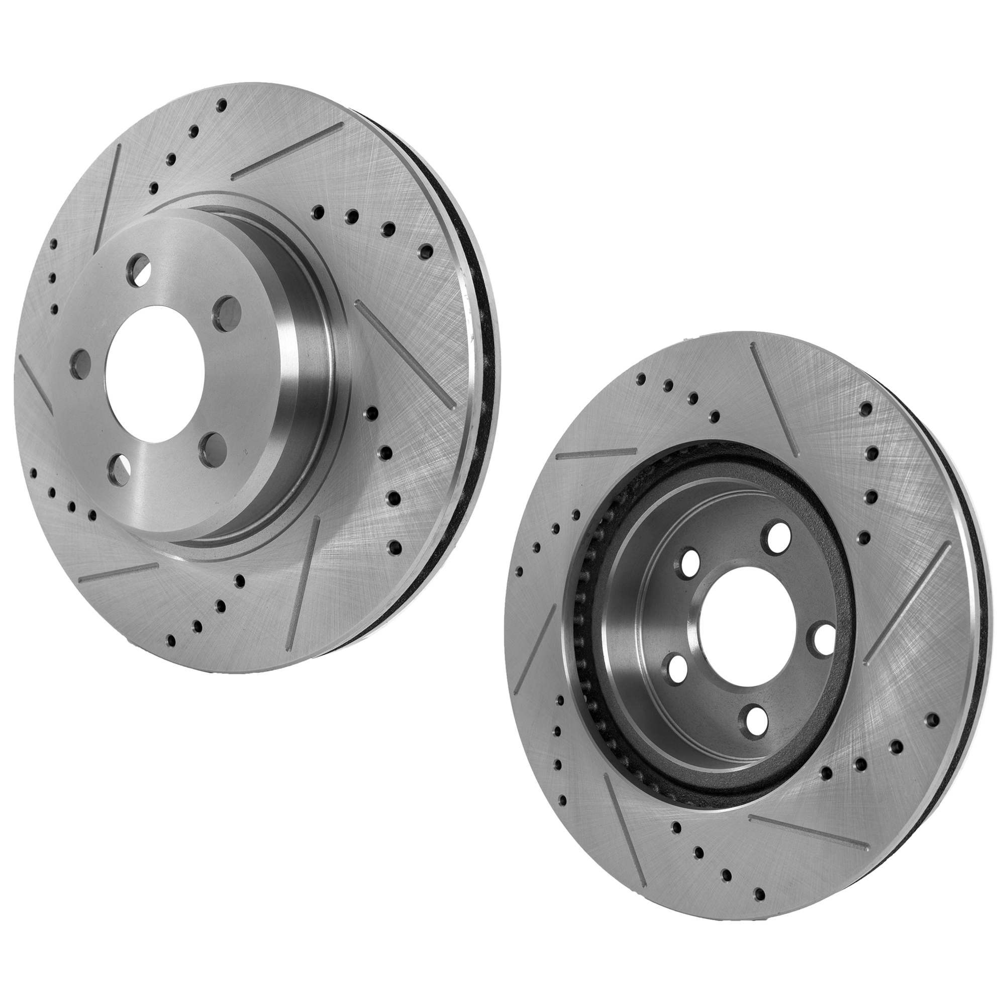AM CHRYSLER 300-05-22 MAGNUM 05-08 FRONT BRAKE DISC RH AND LH Vented Cross drilled and Slotted 5 Lugs SKU SET STPD27110025DRS2 OEM 19367-43086-53022-780255-90024
