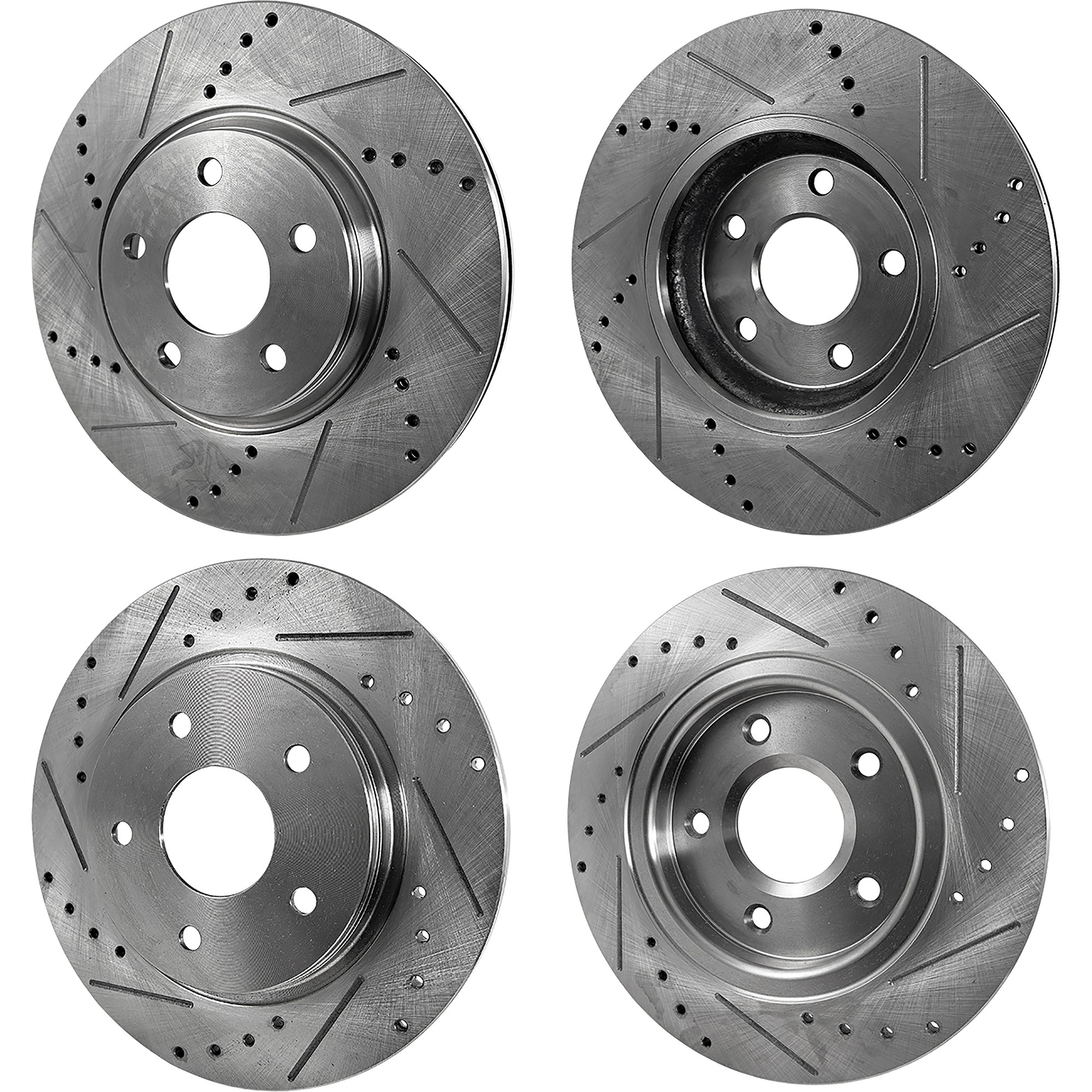 AM TOWN COUNTRY GRAND CARAVAN 08-16 FRONT AND REAR BRAKE DISC Cross Drilled and Slotted Front Vented Rear Solid 5 Lugs SKU SET STPD27110053DRS4 OEM 19301-43166-43537-53051-53052