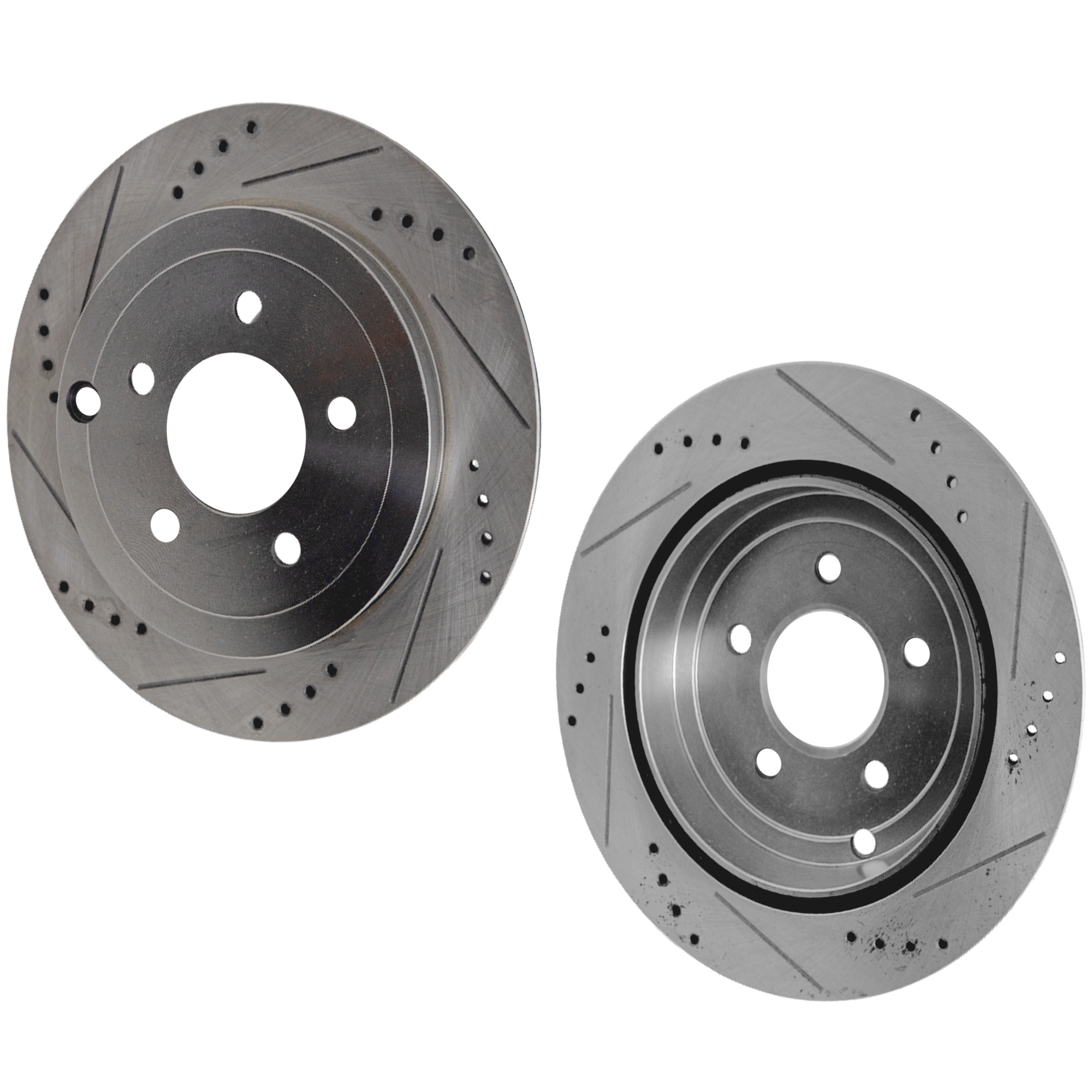 AM EDGE MKX 07-10 REAR BRAKE DISC RH AND LH Cross drilled and Slotted SKU SET STPF27110027DRS2 OEM 42256-54156-60355-900300-60054
