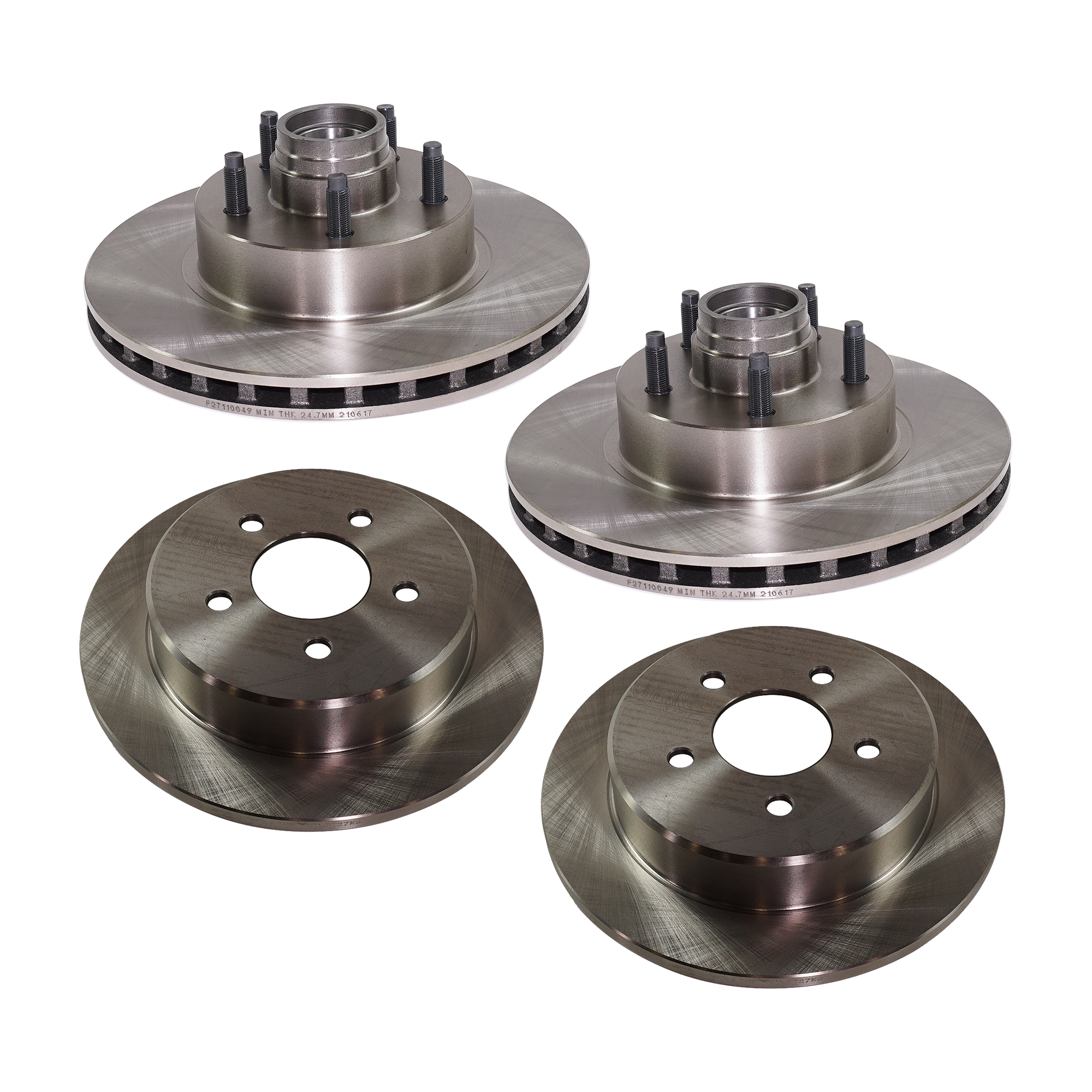 AM EXPLORER 95-01 MOUNTAINEER 97-01 FRONT AND REAR BRAKE DISC 4 Wheel Set Plain Surface Front Vented Rear Solid 5 Lugs SKU SET STPF27110049-4 A OEM F5TZ2C026A 4087729 YL242C026AA