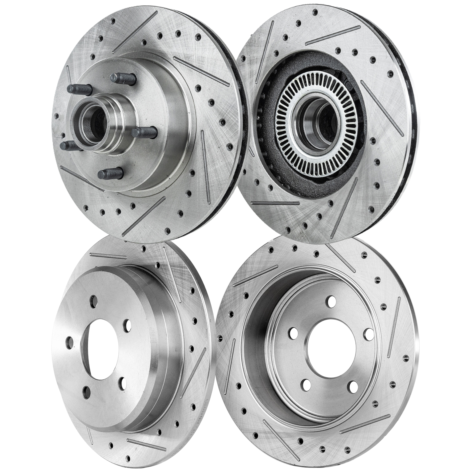 AM EXPLORER 95-01 MOUNTAINEER 97-01 FRONT AND REAR BRAKE DISC RH AND LH 4 Wheel Set Cross drilled and Slotted SKU SET STPF27110049DRS4 OEM 19360-19852-27075-42273-54029