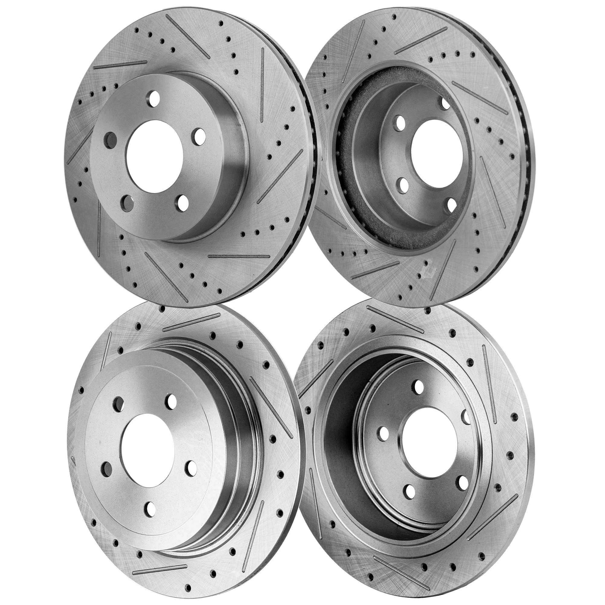AM RANGER 03-11 B400 PICKUP 03-10 EXPLORER SPORT TRAC 01-05 FRONT AND REAR BRAKE DISC Cross drilled and Slotted Performance Rotor SKU SET STPF27110050DRS OEM 19880-54097-60353-102688-14534