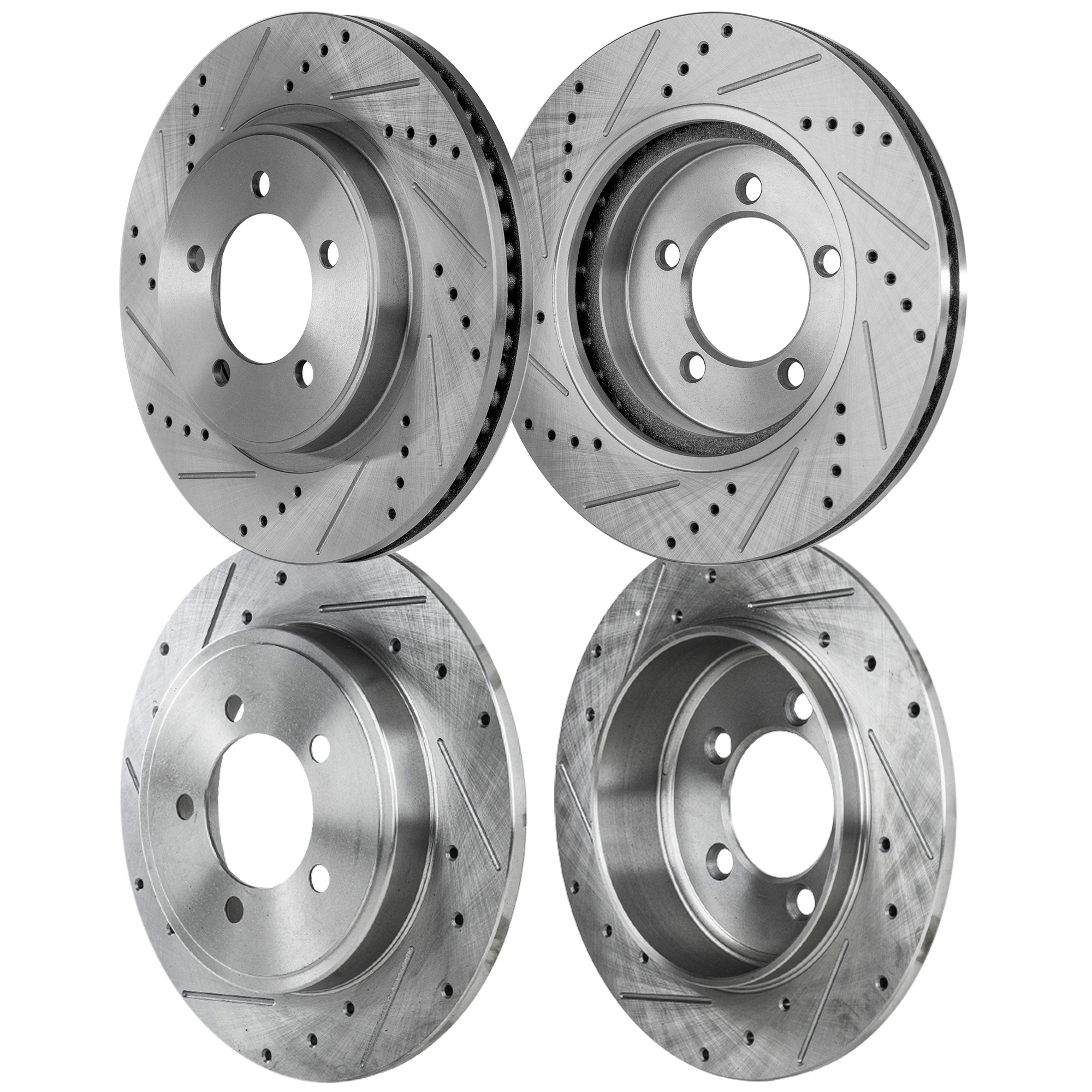 AM EXPLORER MOUNTAINEER 06-10 FRONT AND REAR BRAKE DISC RH AND LH 4 Wheel Set Cross drilled and Slotted SKU SET STPF27110052DRS4 OEM 19695-54098-65090-102122-14535