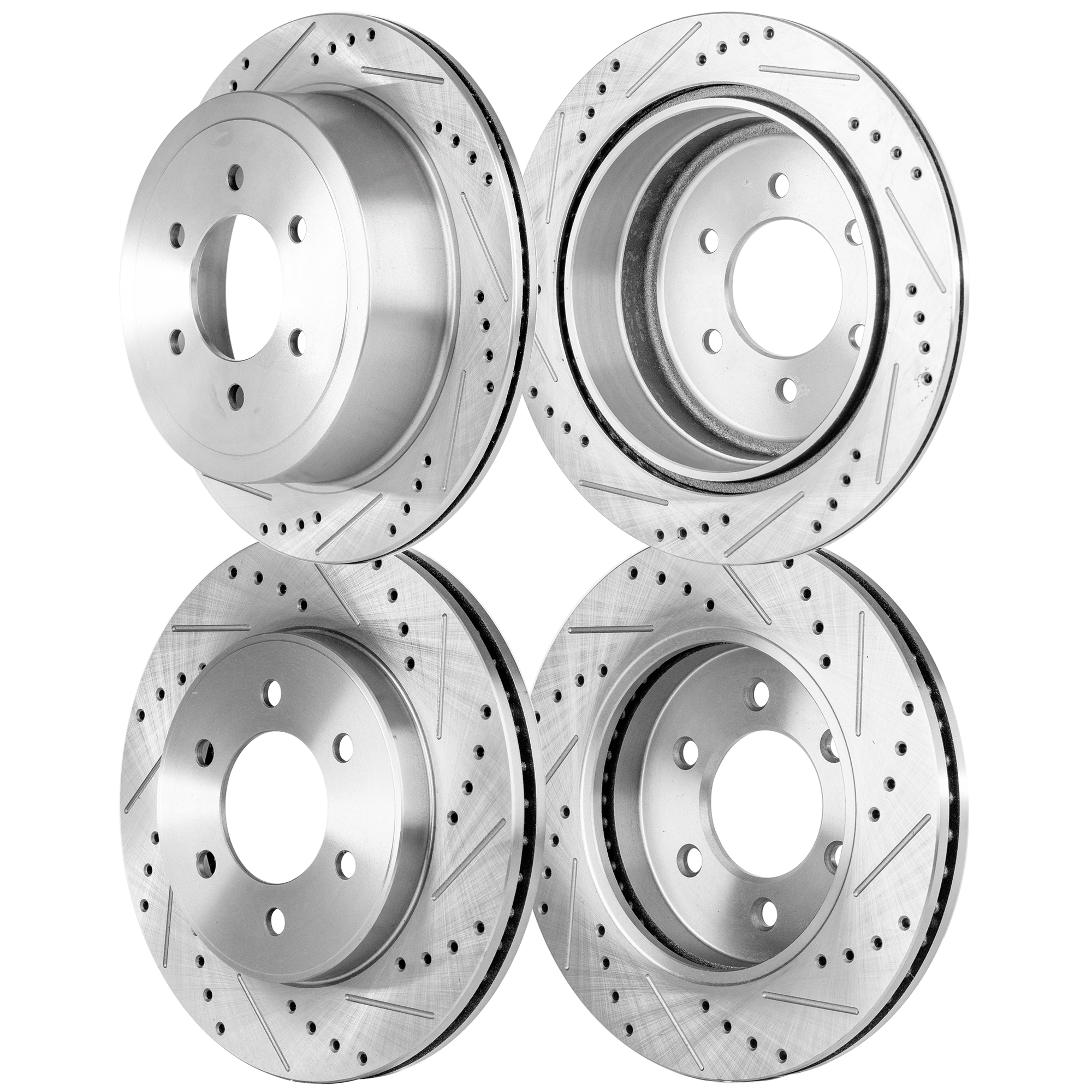AM F 150-04-08 MARK LT 06-08 FRONT AND REAR BRAKE DISC RH AND LH 4 Wheel Set Cross drilled and Slotted SKU SET STPF27110057DRS4 OEM 19347-54111-145521-492535-6801