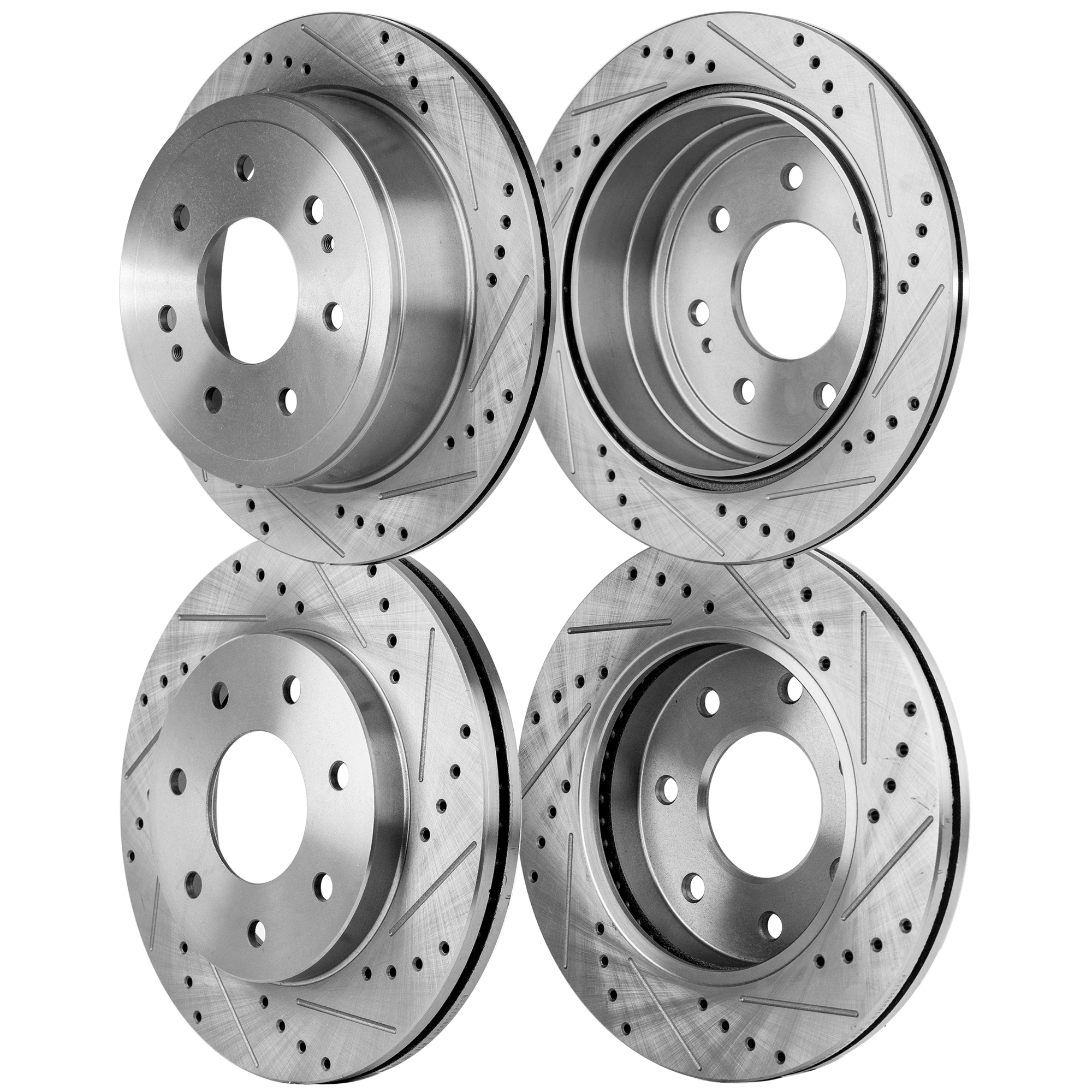 AM F 150-04-08 MARK LT 06-08 FRONT AND REAR BRAKE DISC RH AND LH 4 Wheel Set Cross drilled and Slotted SKU SET STPF27110058DRS4 OEM 54110-492575-48880181-60054187