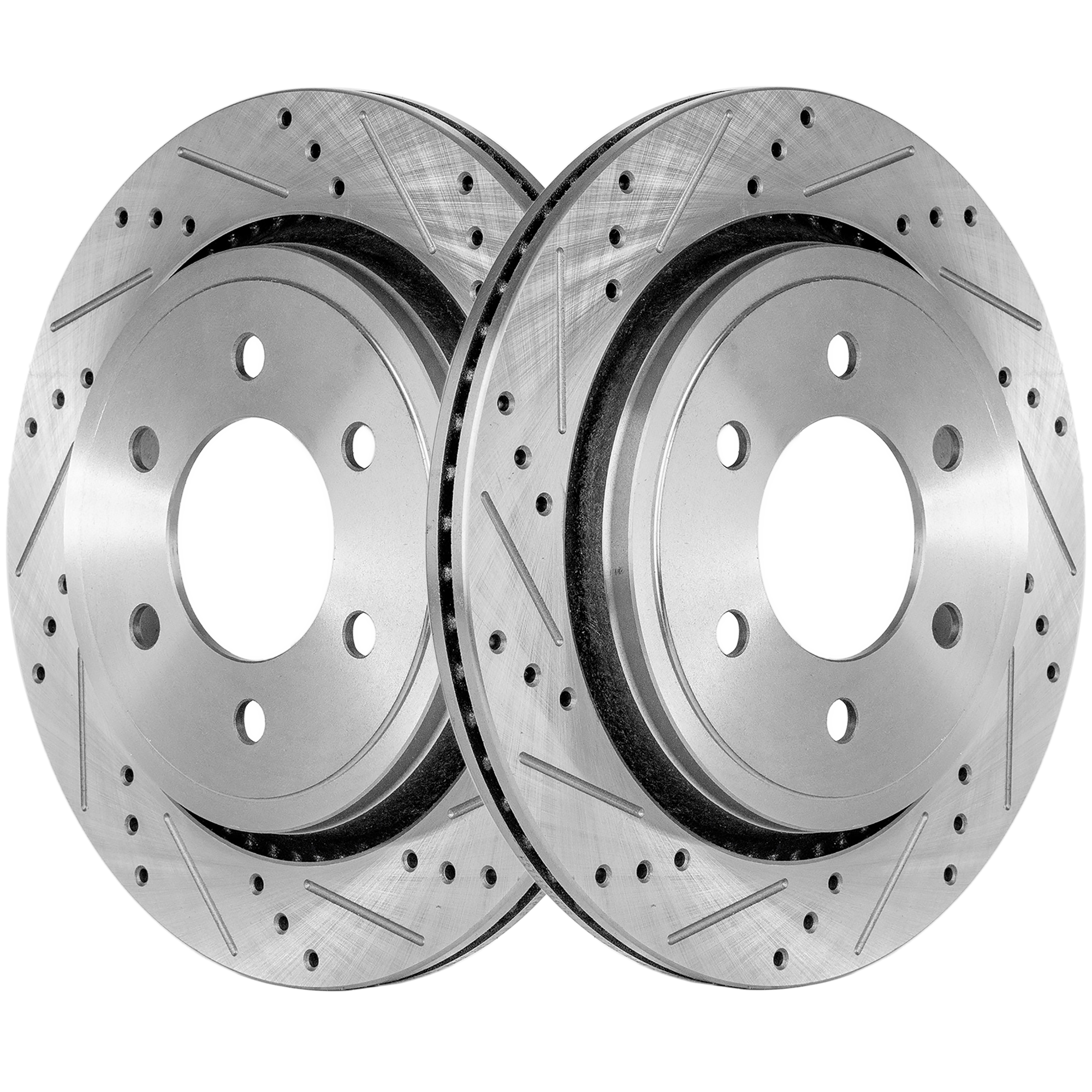 AM F 150-15-17 REAR BRAKE DISC RH AND LH Cross drilled and Slotted Vented 6 Lugs Performance Rotor w Electronic Parking Brake SKU SET STPF27110066DRS2 OEM 42320-75029-850390-60054231-68