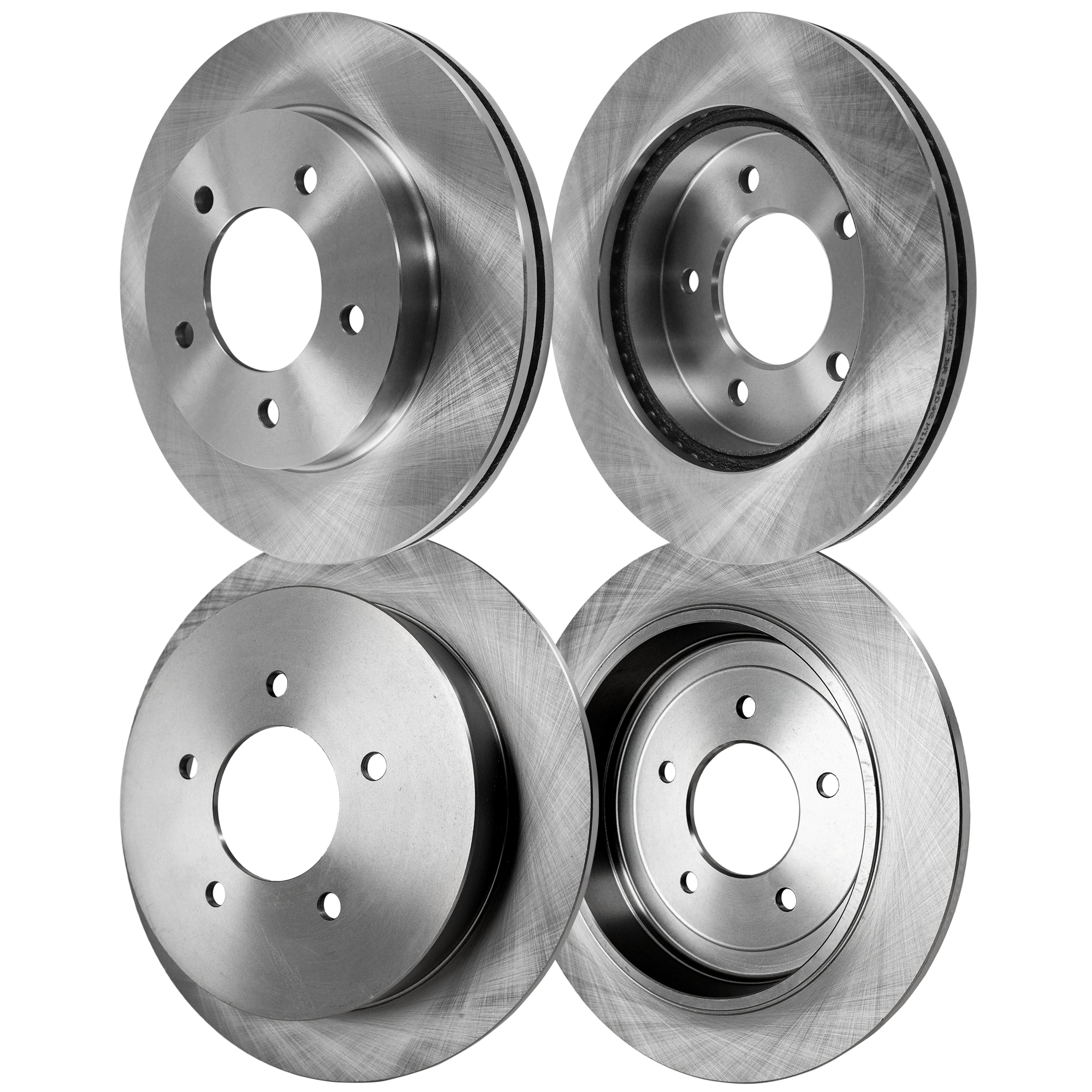 AM F 150-99-99 FRONT AND REAR BRAKE DISC RH AND LH 4 Wheel Set Plain Surface Front Vented Rear Solid 5 Lugs 4WD SKU SET STPF27110069-4 A OEM F65Z1125AC F75Z2C026BC
